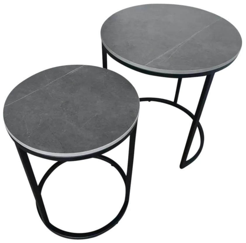 Capri Grey Sintered Stone Round Nest Of Tables