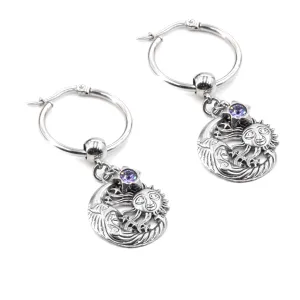 Celestial Earrings, Moon, Sun and Stars
