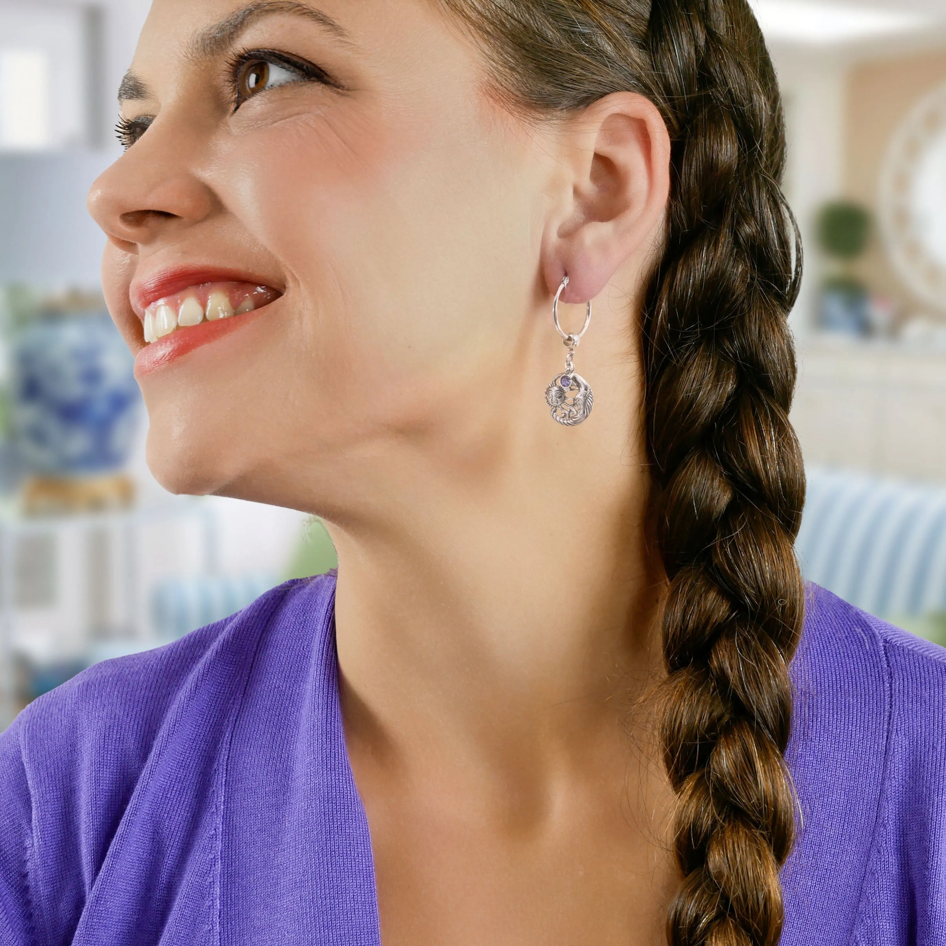 Celestial Earrings, Moon, Sun and Stars