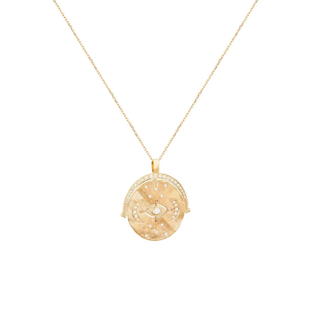 Celine Daoust Diamond Eye & Moon Medallion Necklace