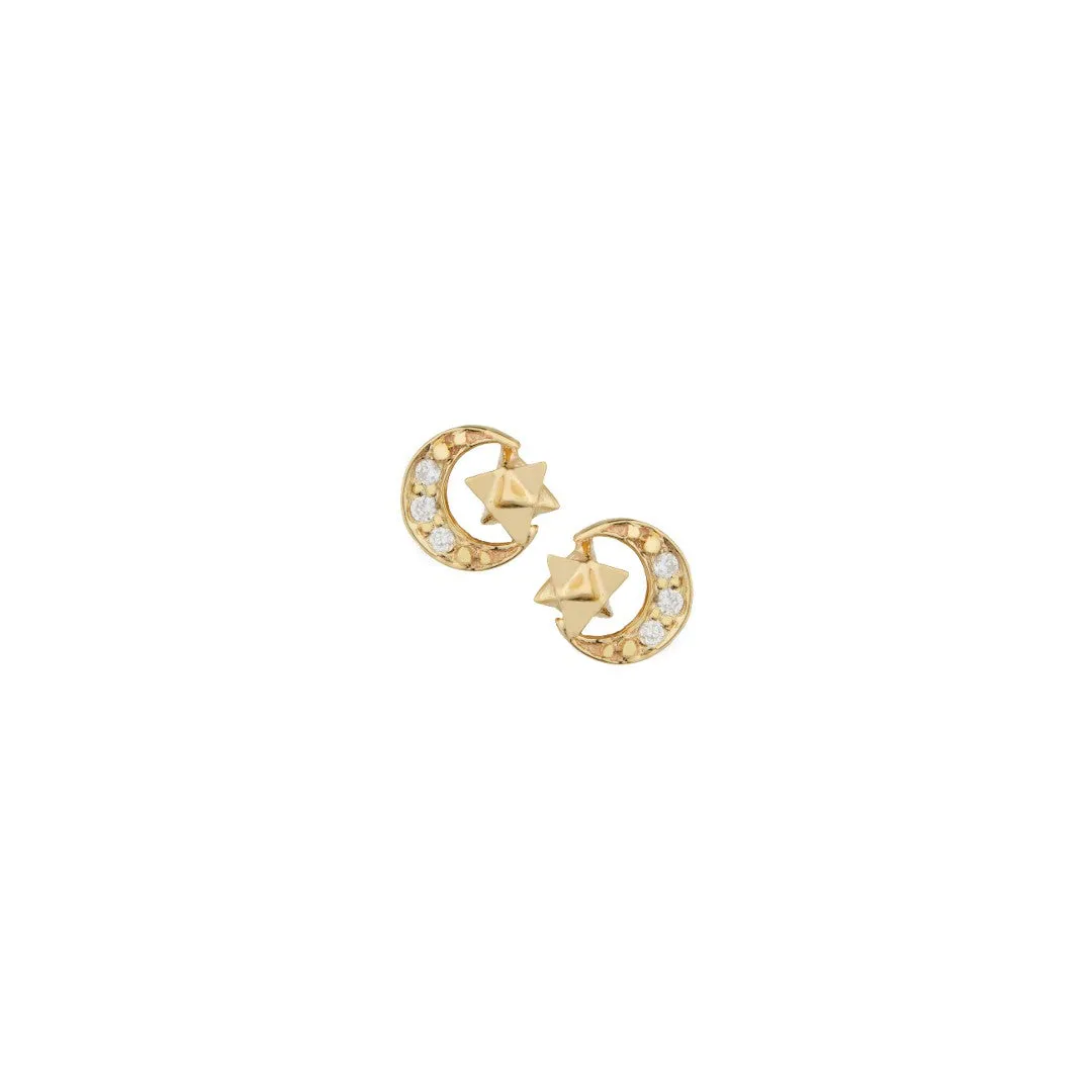 Celine Daoust Diamond Merkabah Moon Earrings