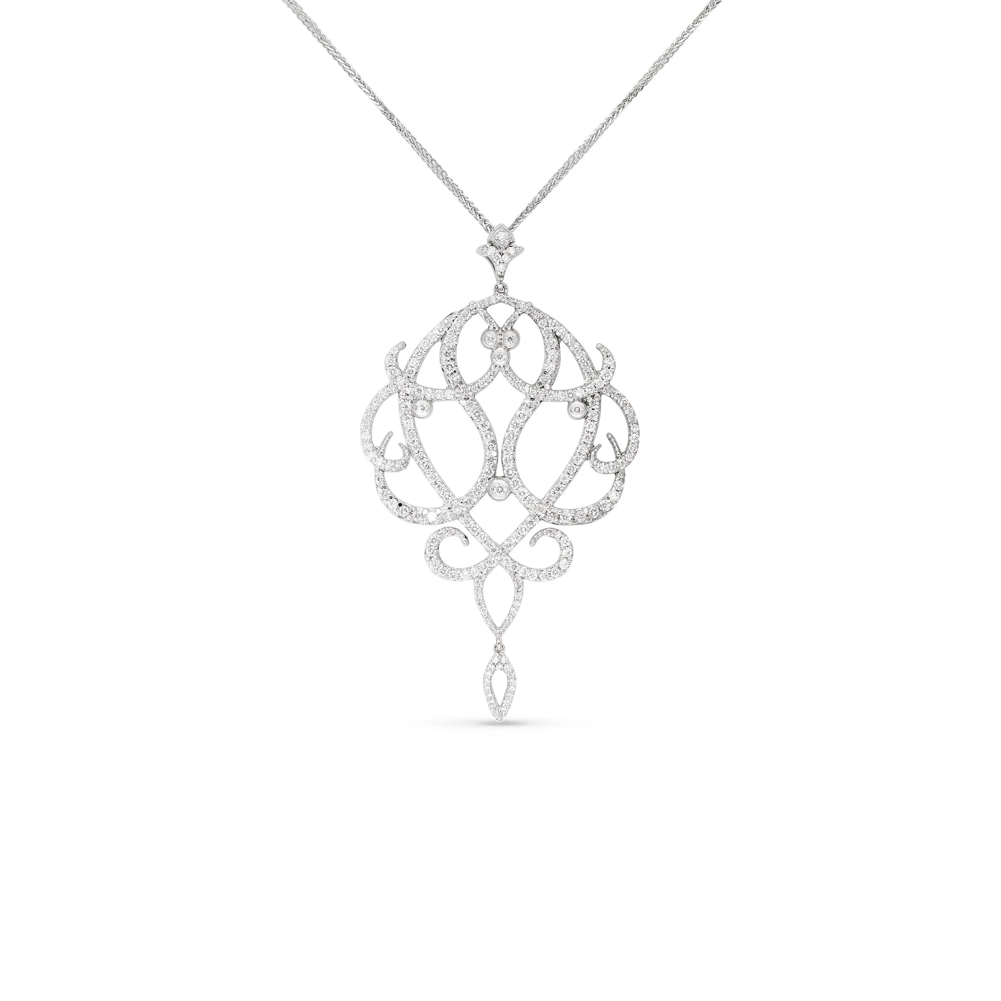 Chandelier Filigree Diamond Pendant Necklace - 2 Carat