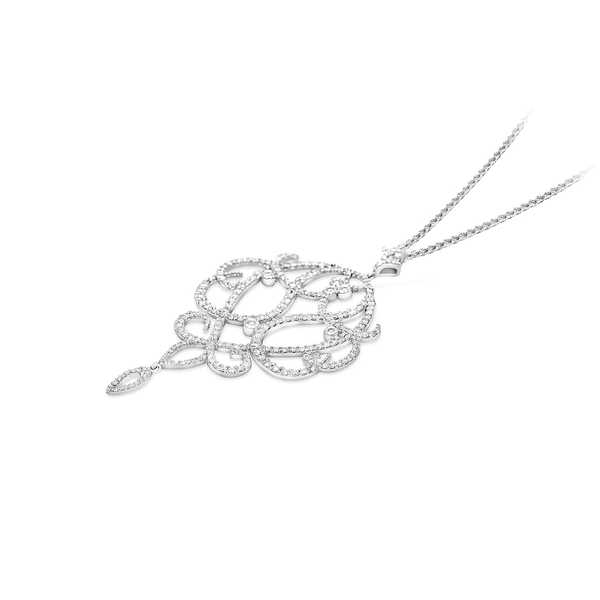 Chandelier Filigree Diamond Pendant Necklace - 2 Carat