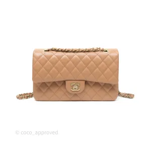 Chanel Classic M/L Medium Flap Dark Beige Caviar Gold Hardware