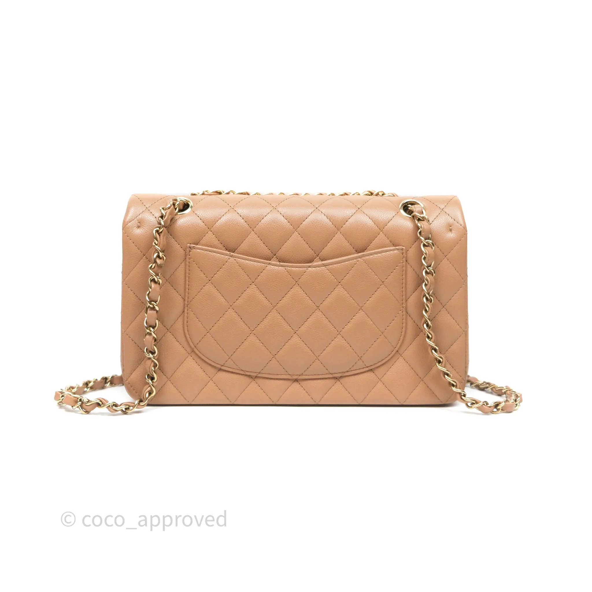 Chanel Classic M/L Medium Flap Dark Beige Caviar Gold Hardware