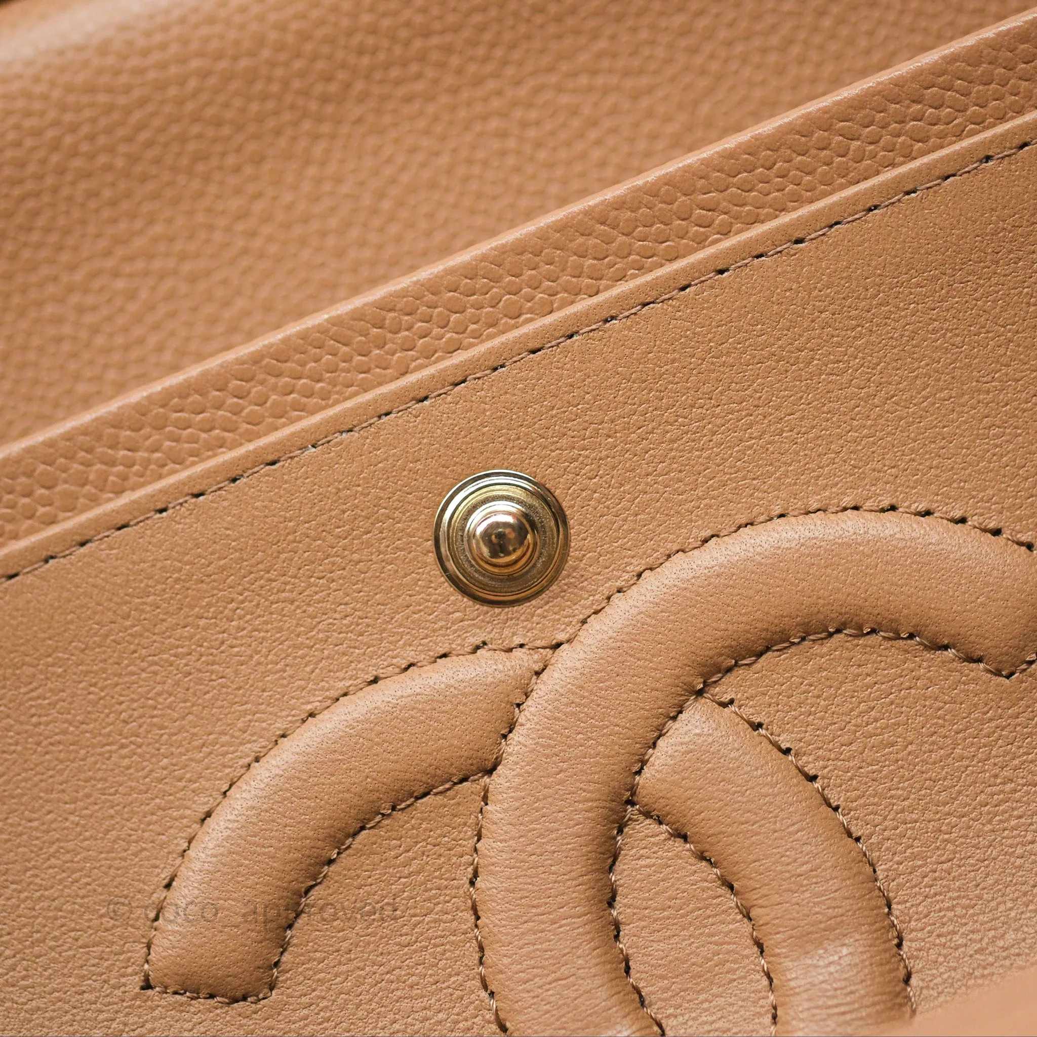 Chanel Classic M/L Medium Flap Dark Beige Caviar Gold Hardware