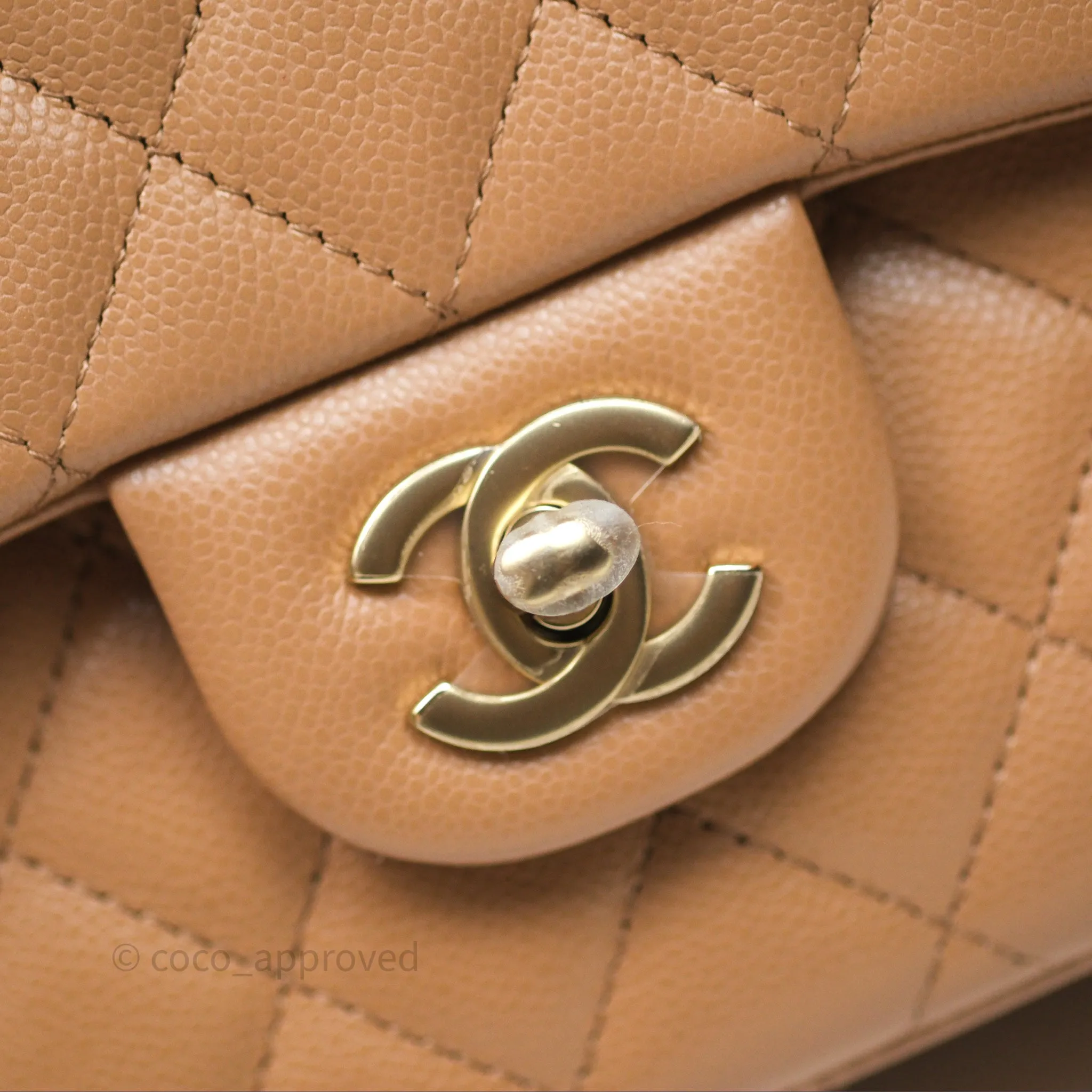 Chanel Classic M/L Medium Flap Dark Beige Caviar Gold Hardware
