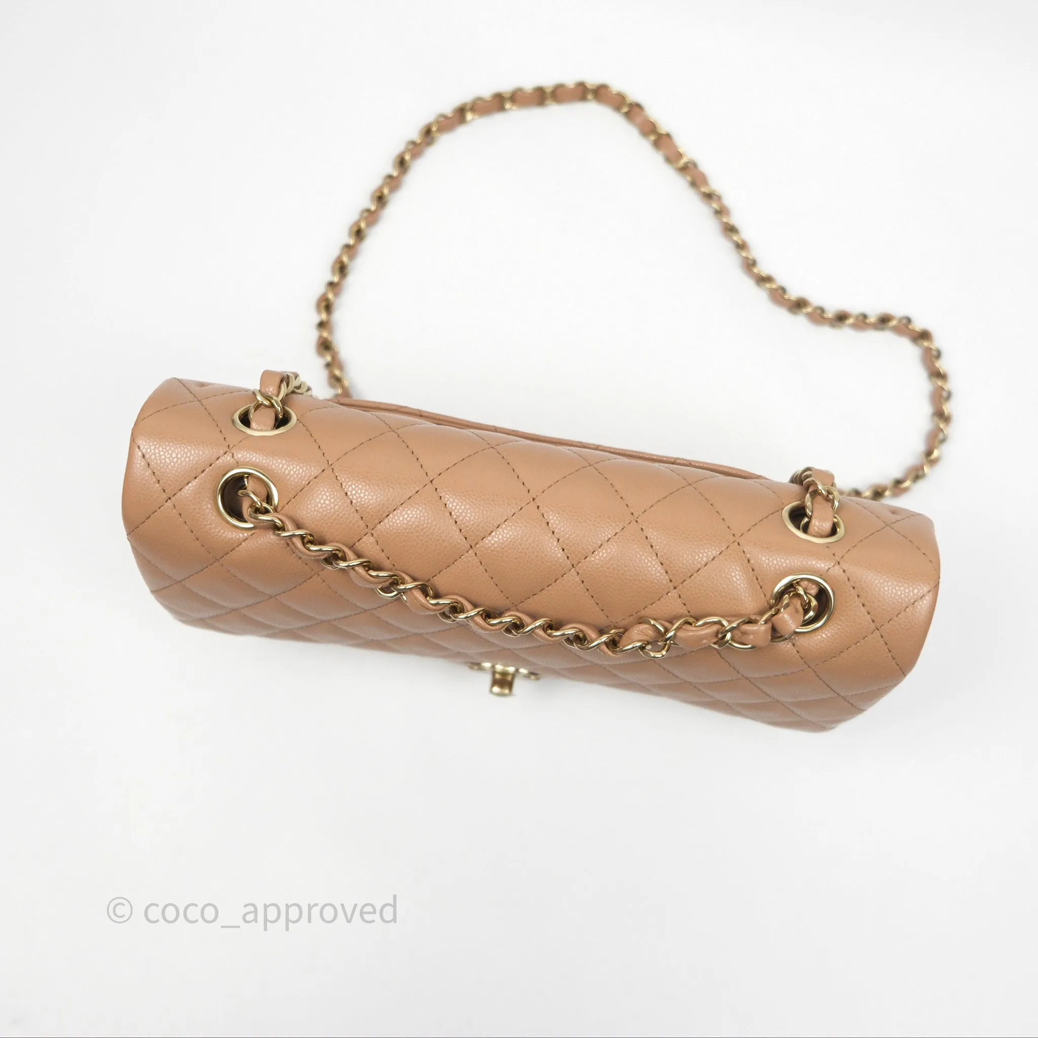 Chanel Classic M/L Medium Flap Dark Beige Caviar Gold Hardware