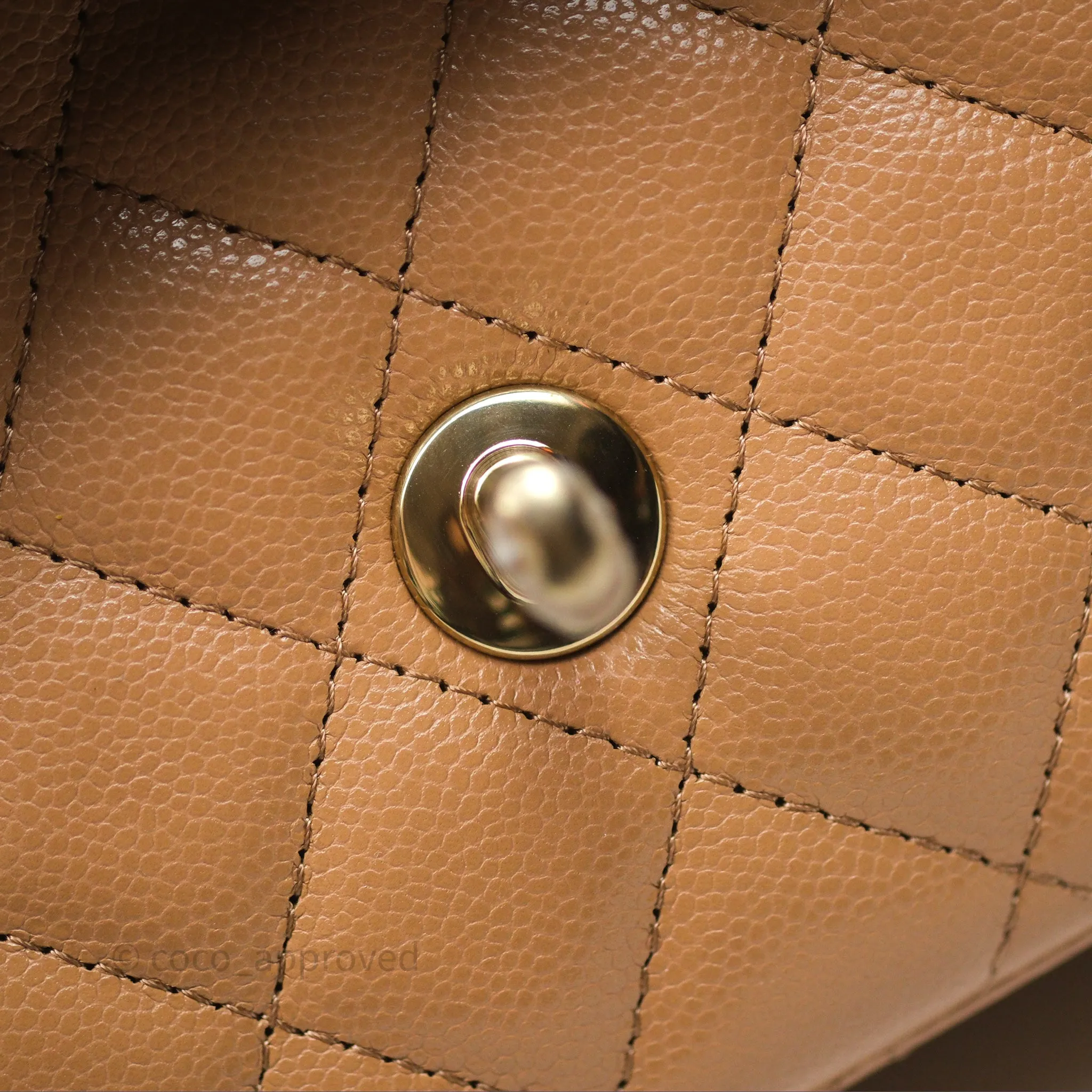 Chanel Classic M/L Medium Flap Dark Beige Caviar Gold Hardware