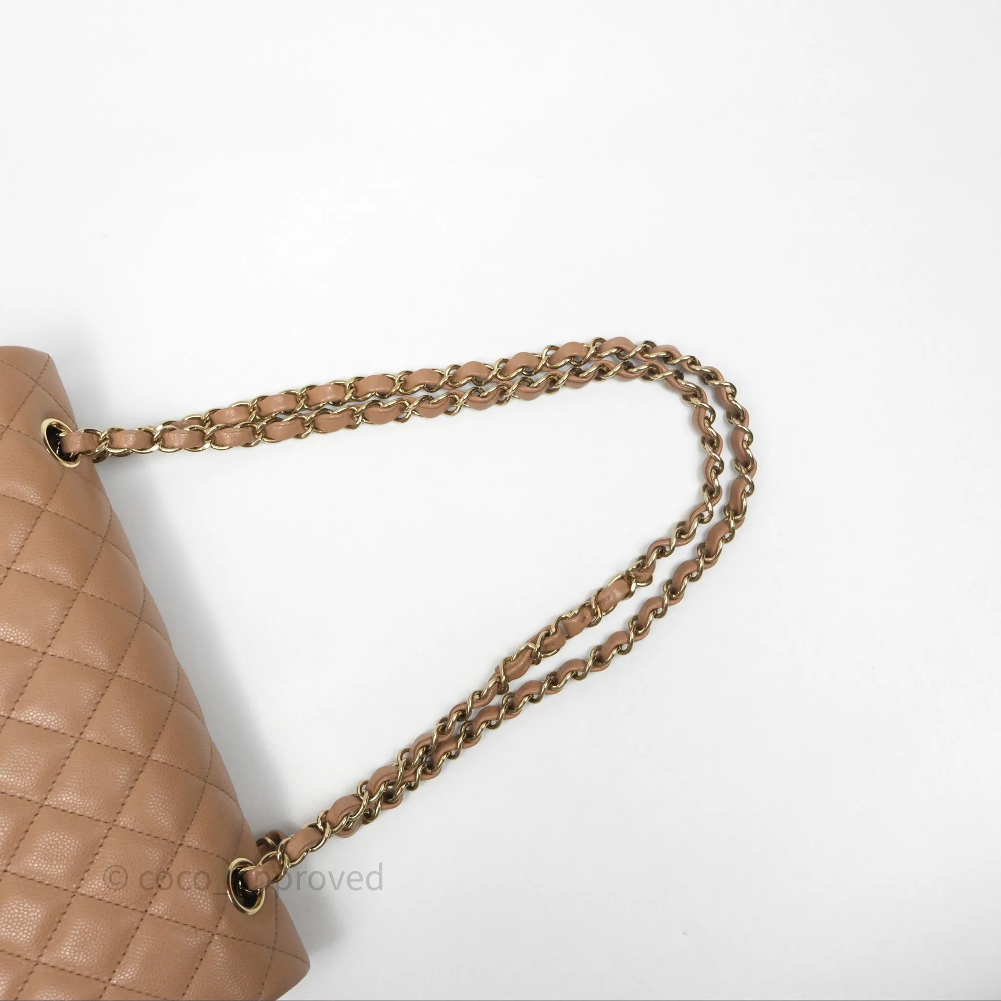 Chanel Classic M/L Medium Flap Dark Beige Caviar Gold Hardware