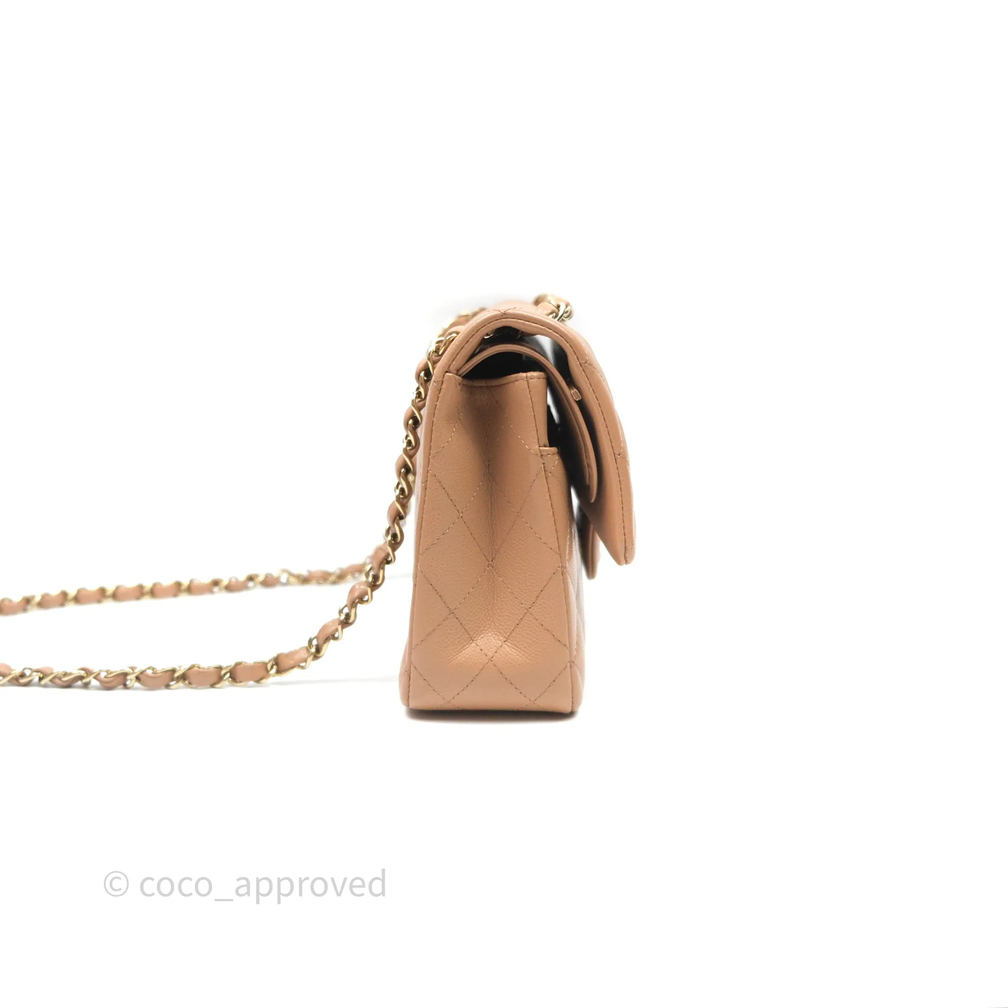Chanel Classic M/L Medium Flap Dark Beige Caviar Gold Hardware