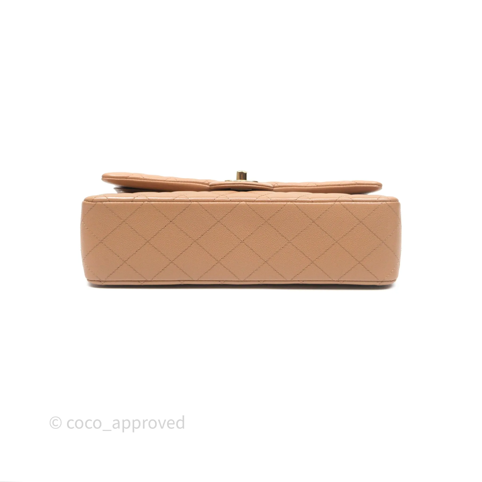 Chanel Classic M/L Medium Flap Dark Beige Caviar Gold Hardware