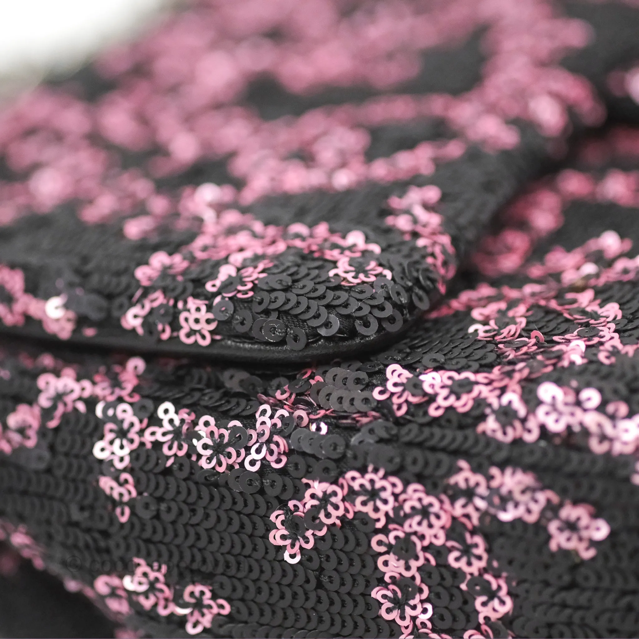 Chanel Medium CC Sequins Flap Bag Pink & Black Silver Hardware