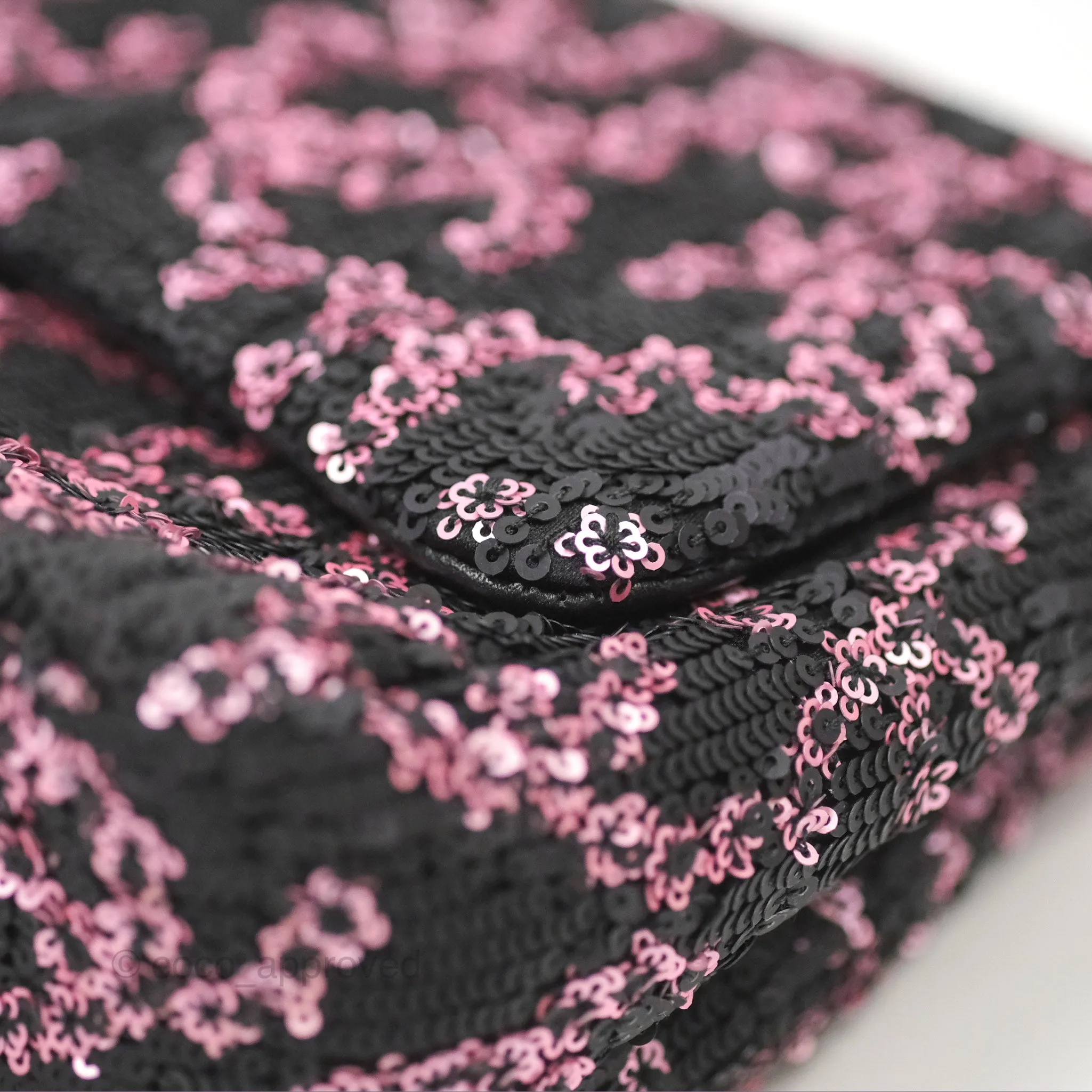 Chanel Medium CC Sequins Flap Bag Pink & Black Silver Hardware