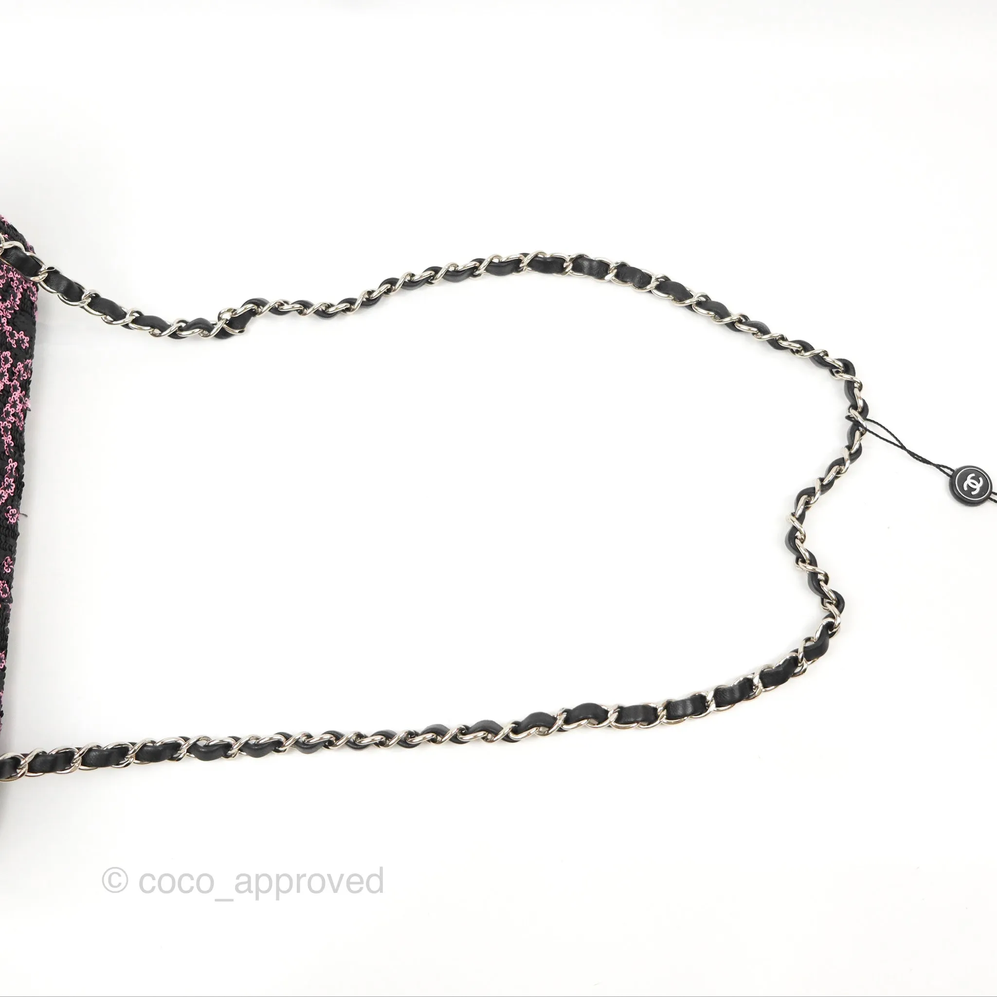 Chanel Medium CC Sequins Flap Bag Pink & Black Silver Hardware