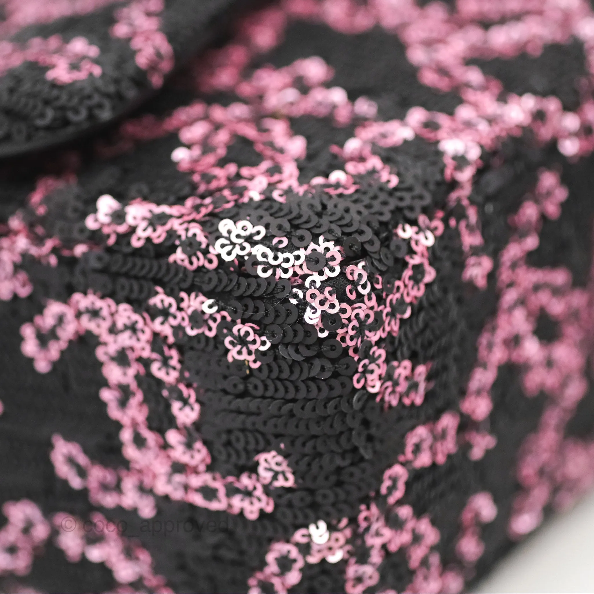 Chanel Medium CC Sequins Flap Bag Pink & Black Silver Hardware
