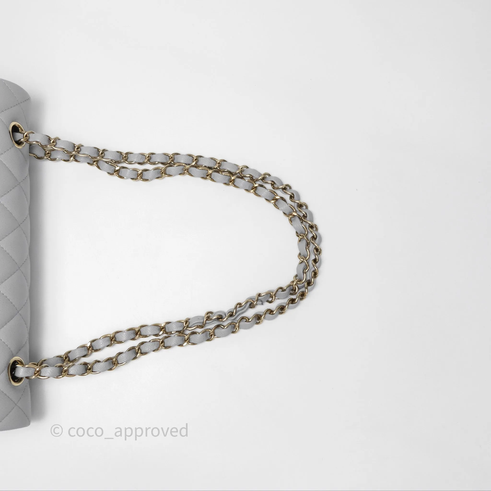 Chanel M/L Medium Classic Flap Quilted Grey Caviar Gold Hardware