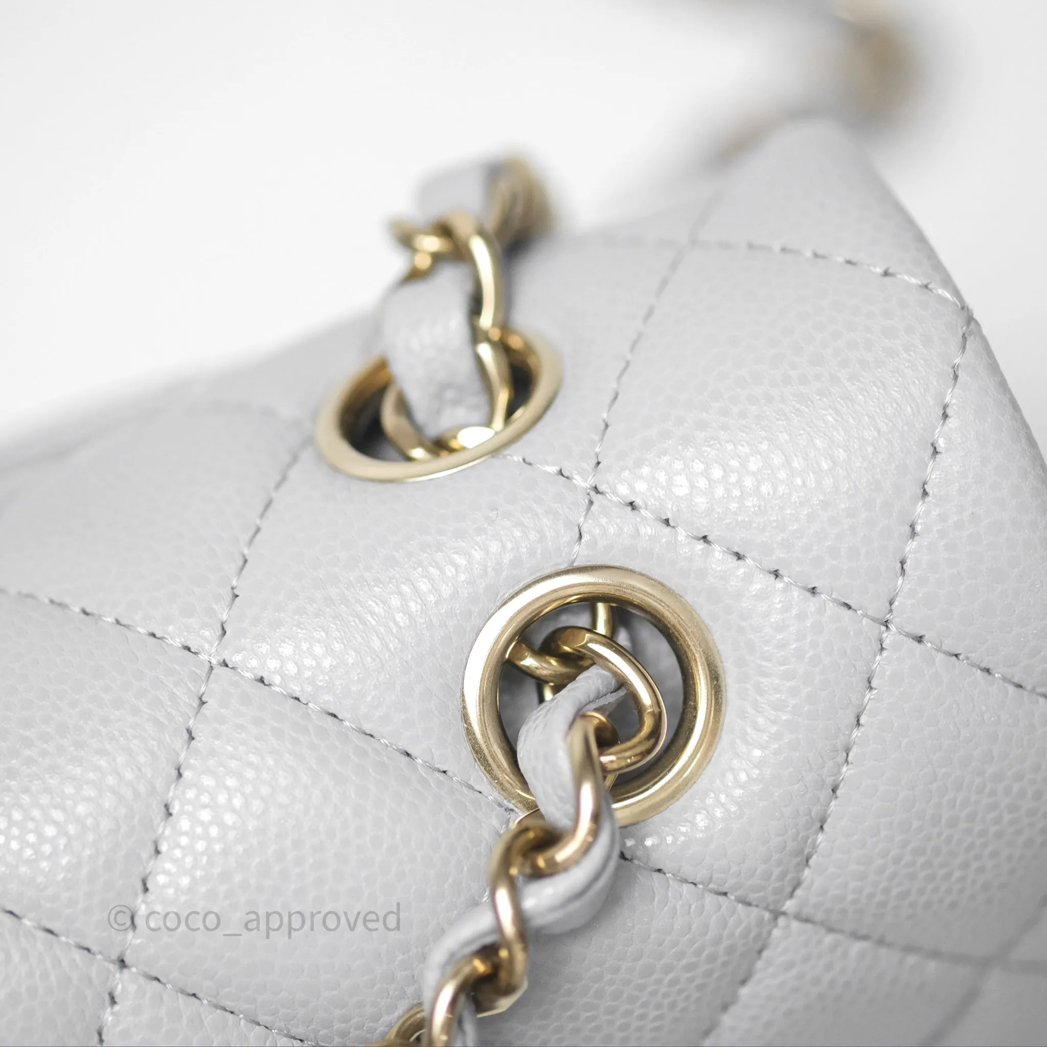 Chanel M/L Medium Classic Flap Quilted Grey Caviar Gold Hardware