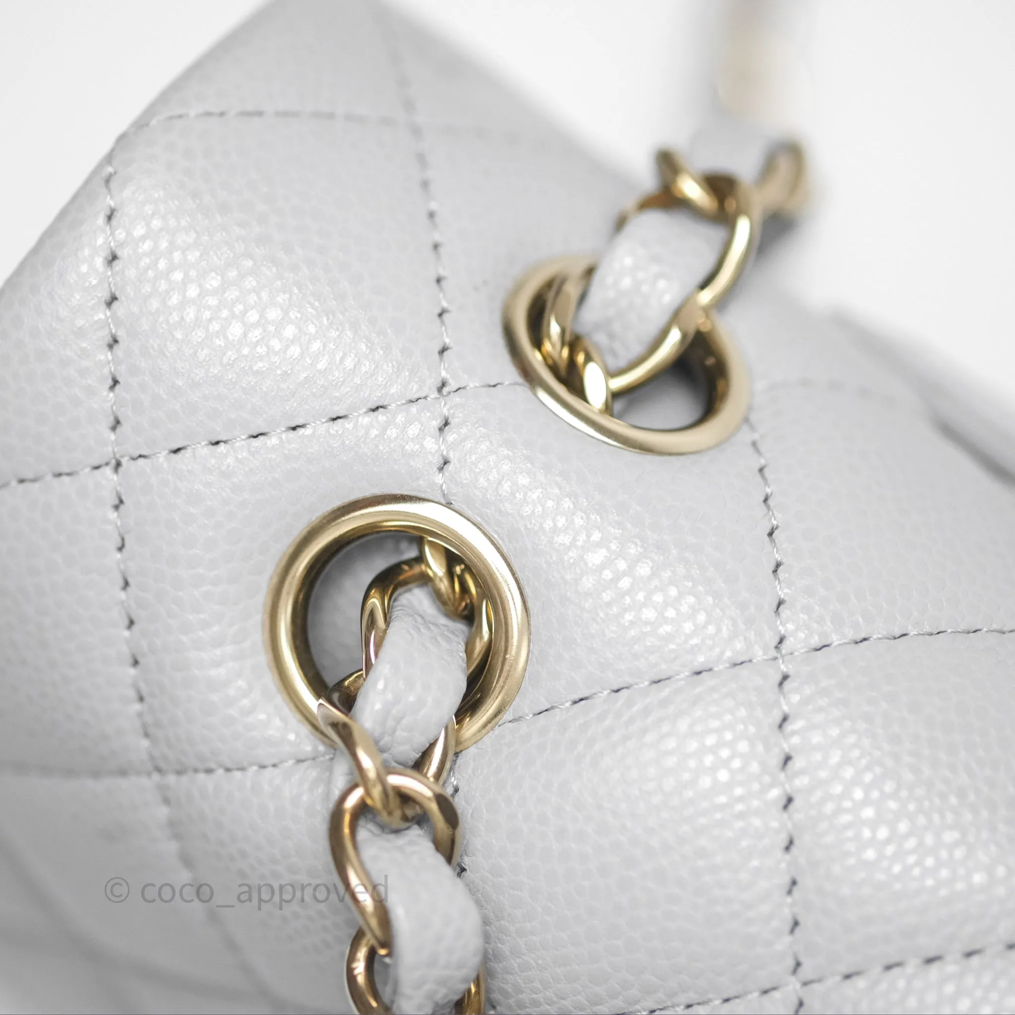 Chanel M/L Medium Classic Flap Quilted Grey Caviar Gold Hardware