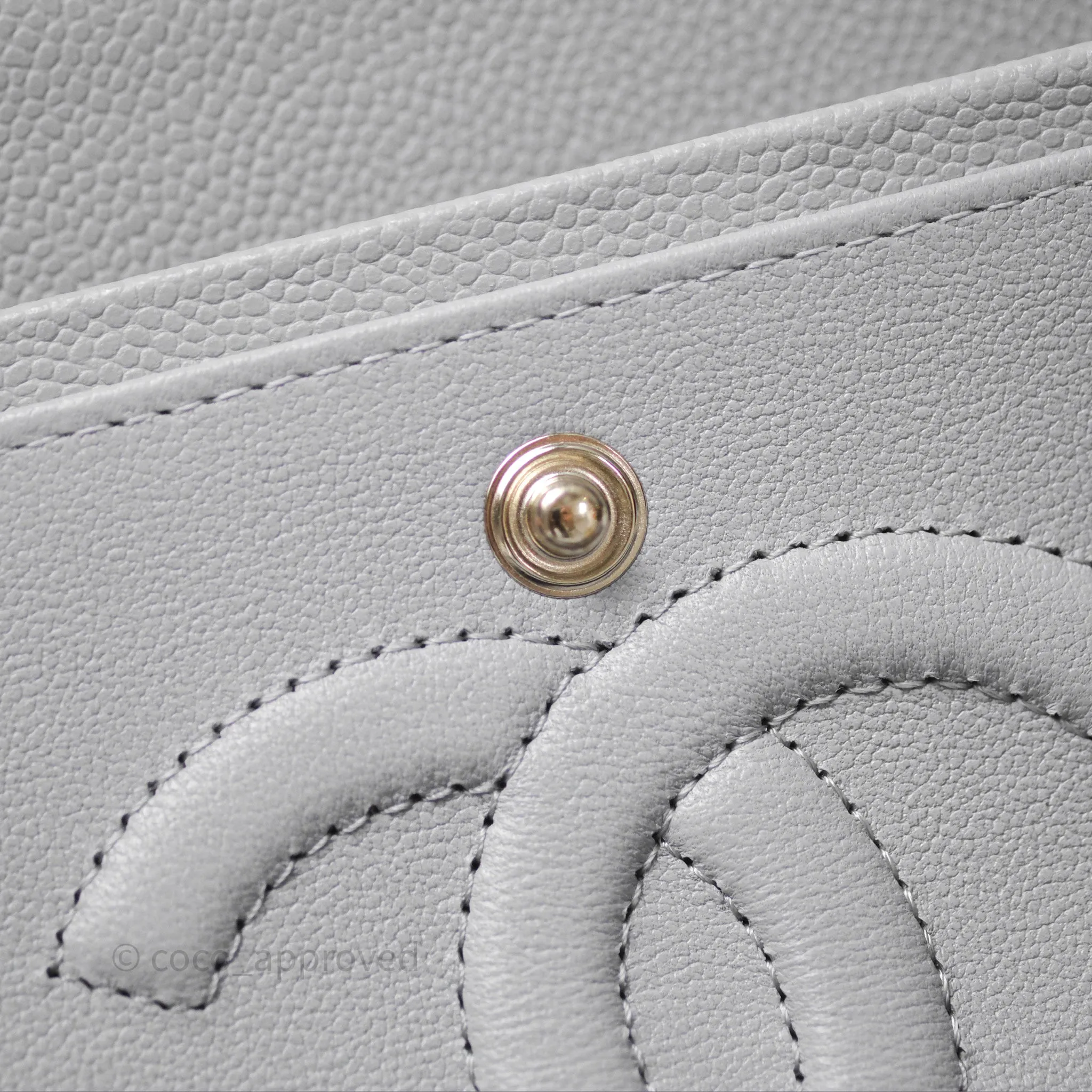 Chanel M/L Medium Classic Flap Quilted Grey Caviar Gold Hardware