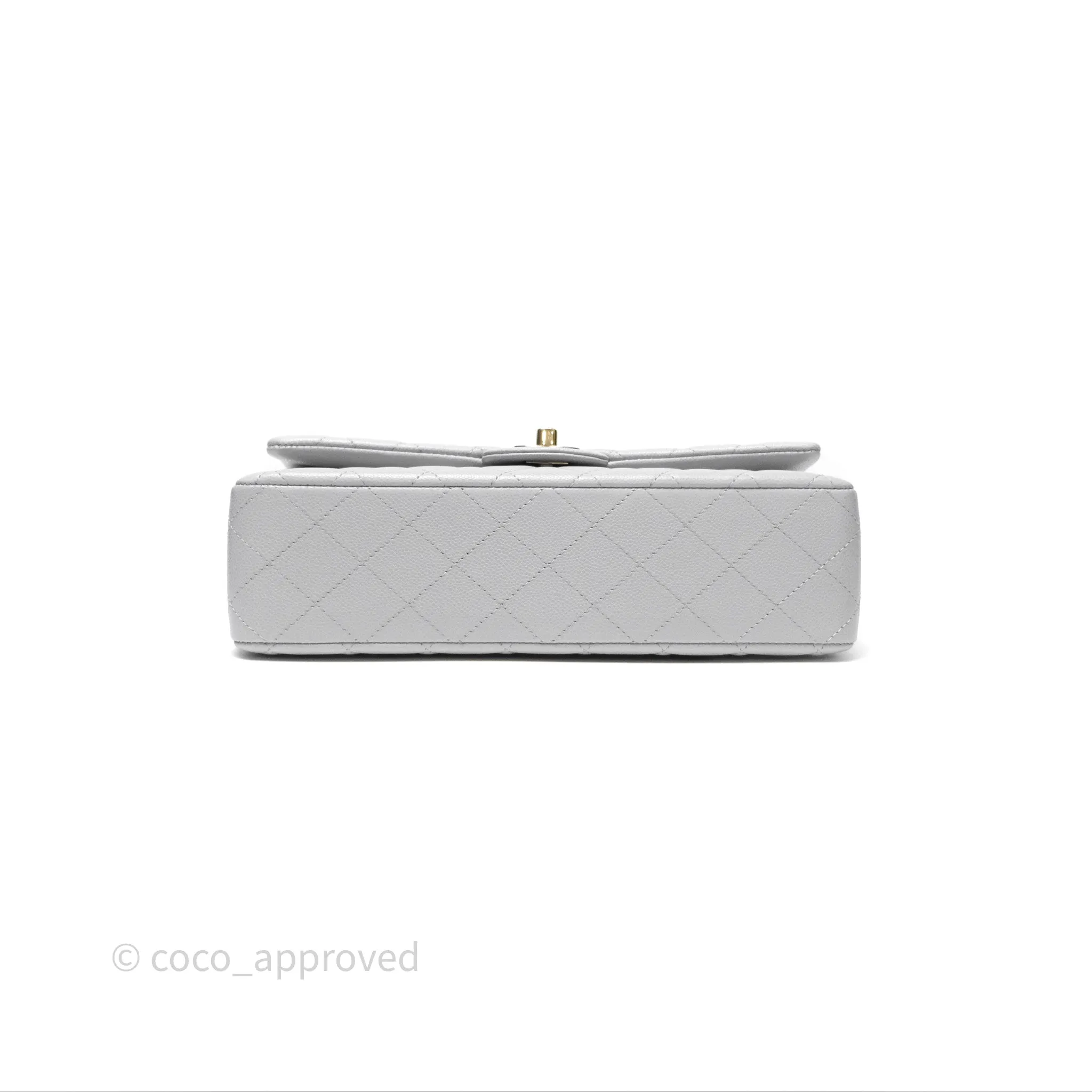 Chanel M/L Medium Classic Flap Quilted Grey Caviar Gold Hardware