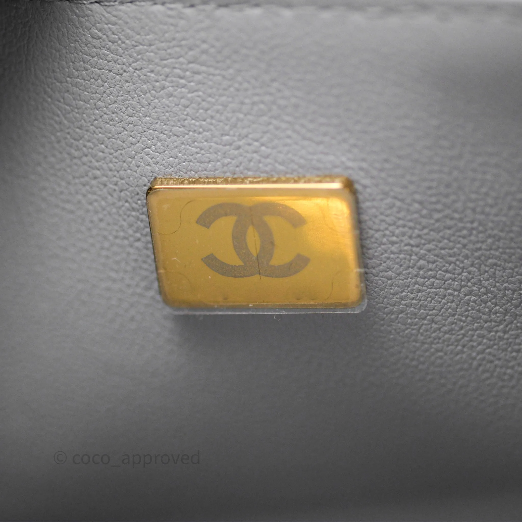 Chanel M/L Medium Classic Flap Quilted Grey Caviar Gold Hardware