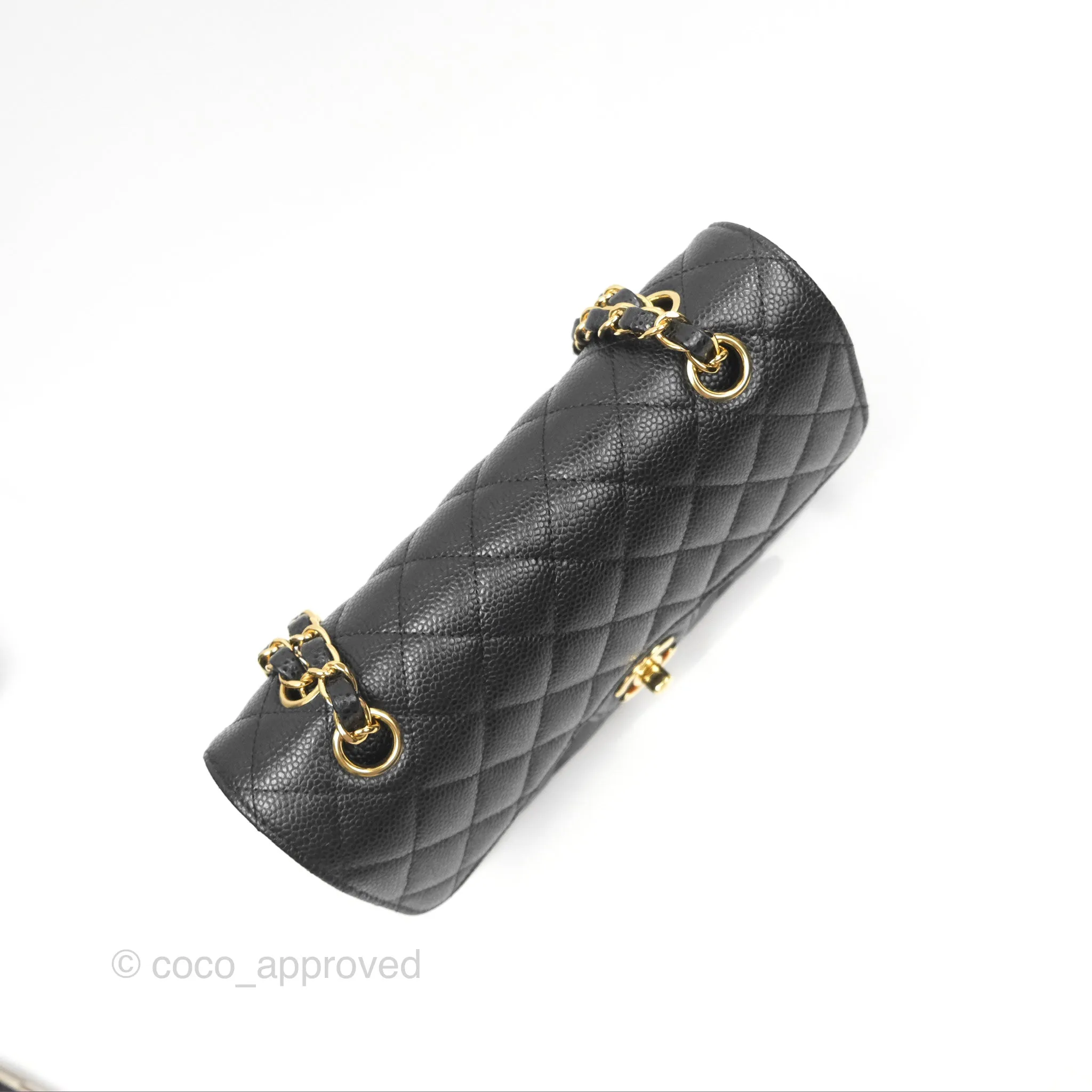 Chanel Small Classic Flap Quilted Black Caviar Gold Hardware