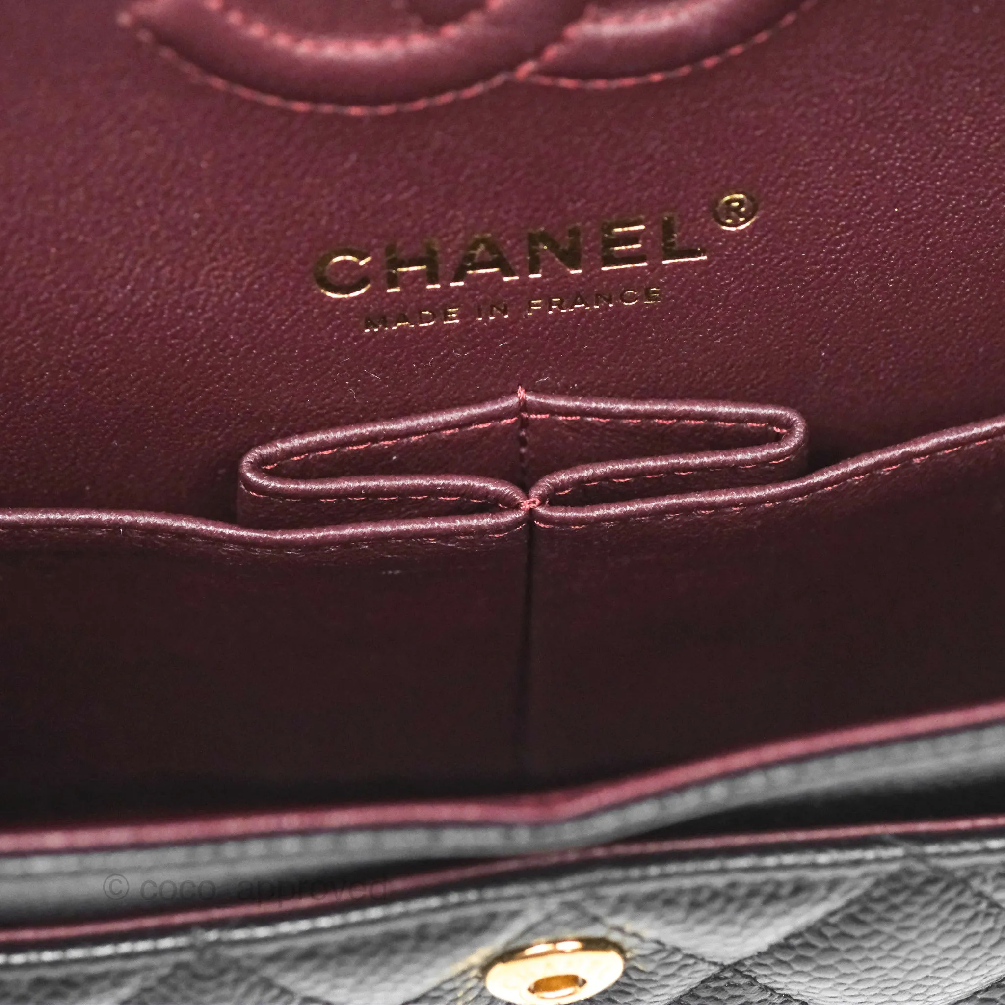 Chanel Small Classic Flap Quilted Black Caviar Gold Hardware