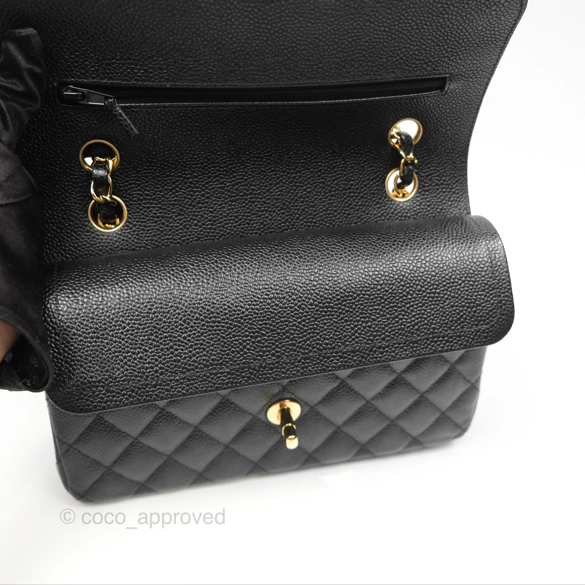 Chanel Small Classic Flap Quilted Black Caviar Gold Hardware