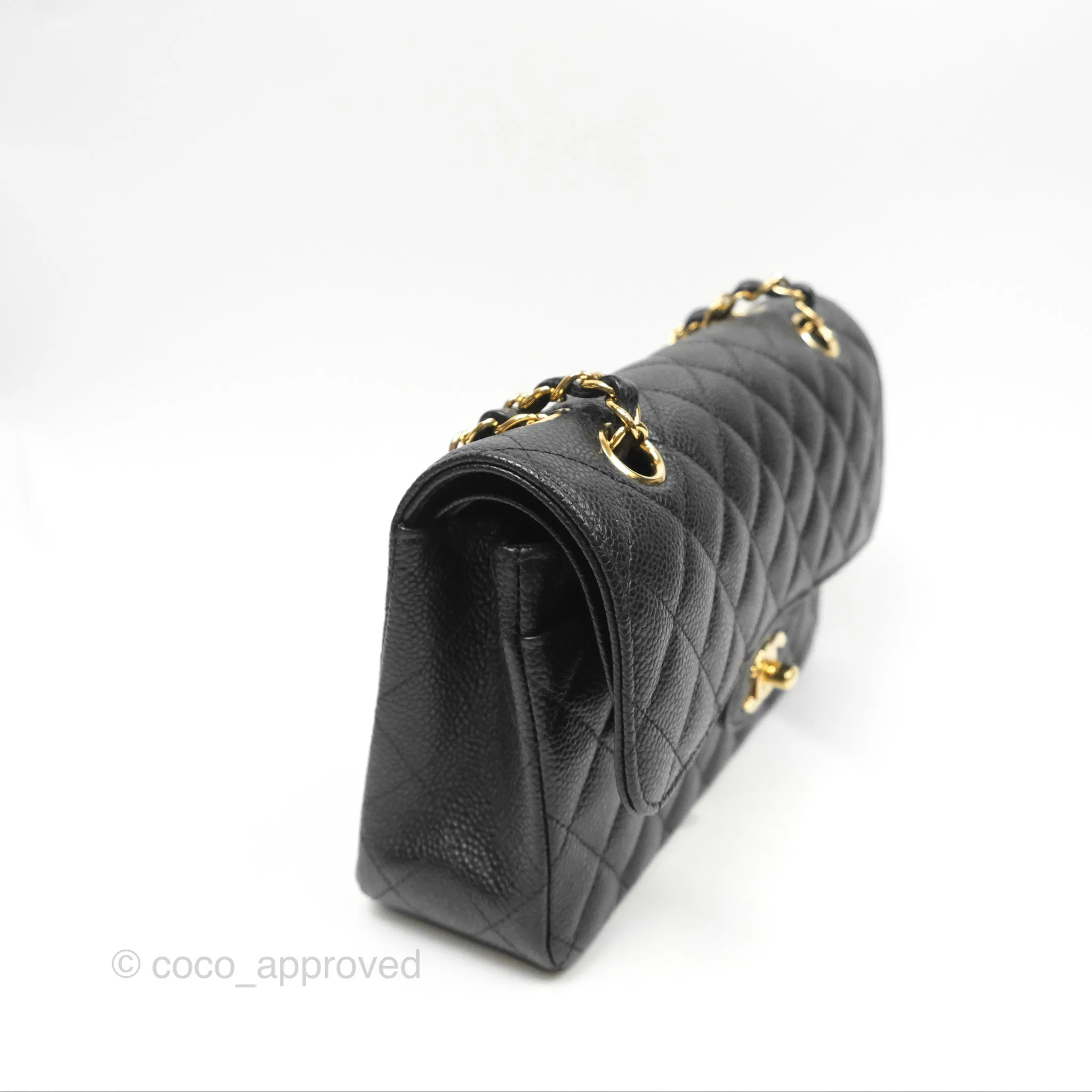 Chanel Small Classic Flap Quilted Black Caviar Gold Hardware