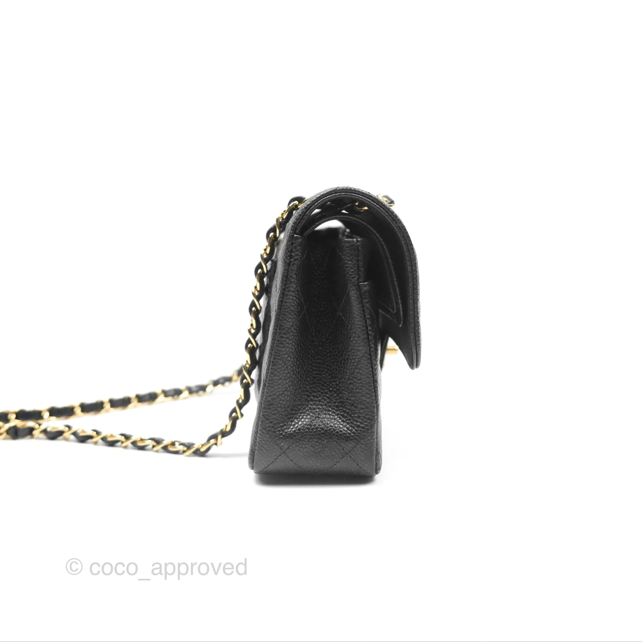 Chanel Small Classic Flap Quilted Black Caviar Gold Hardware