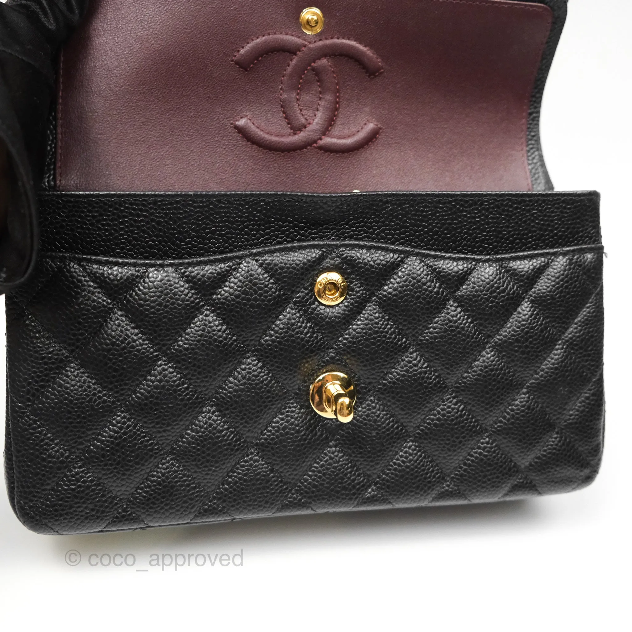 Chanel Small Classic Flap Quilted Black Caviar Gold Hardware