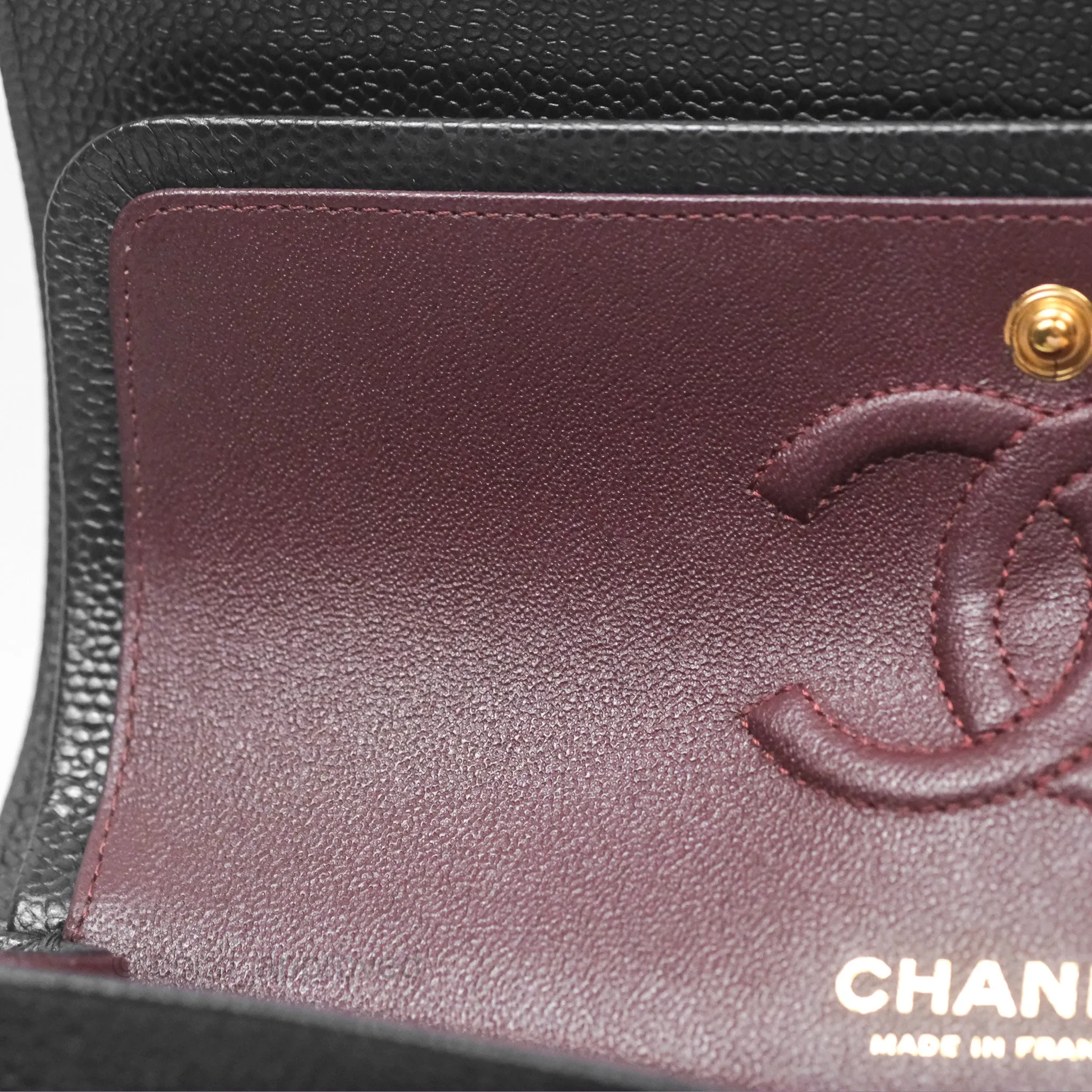 Chanel Small Classic Flap Quilted Black Caviar Gold Hardware