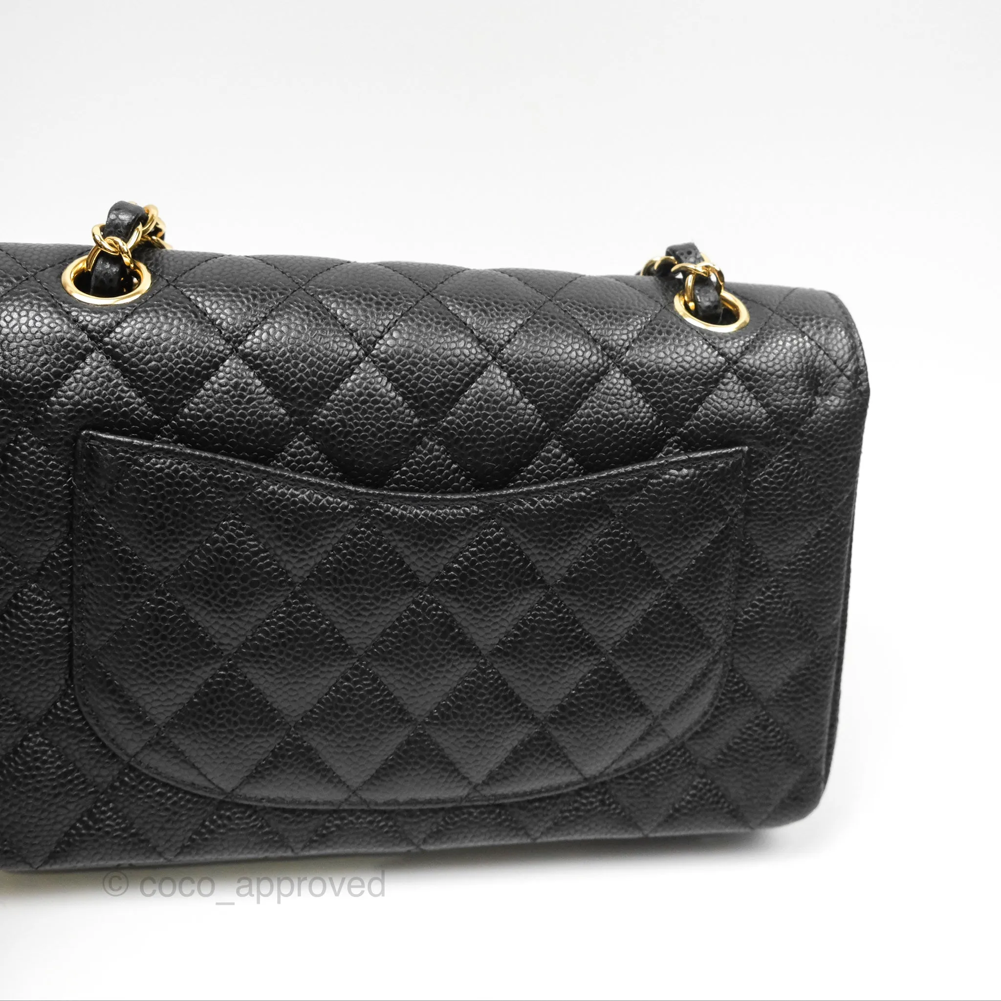 Chanel Small Classic Flap Quilted Black Caviar Gold Hardware