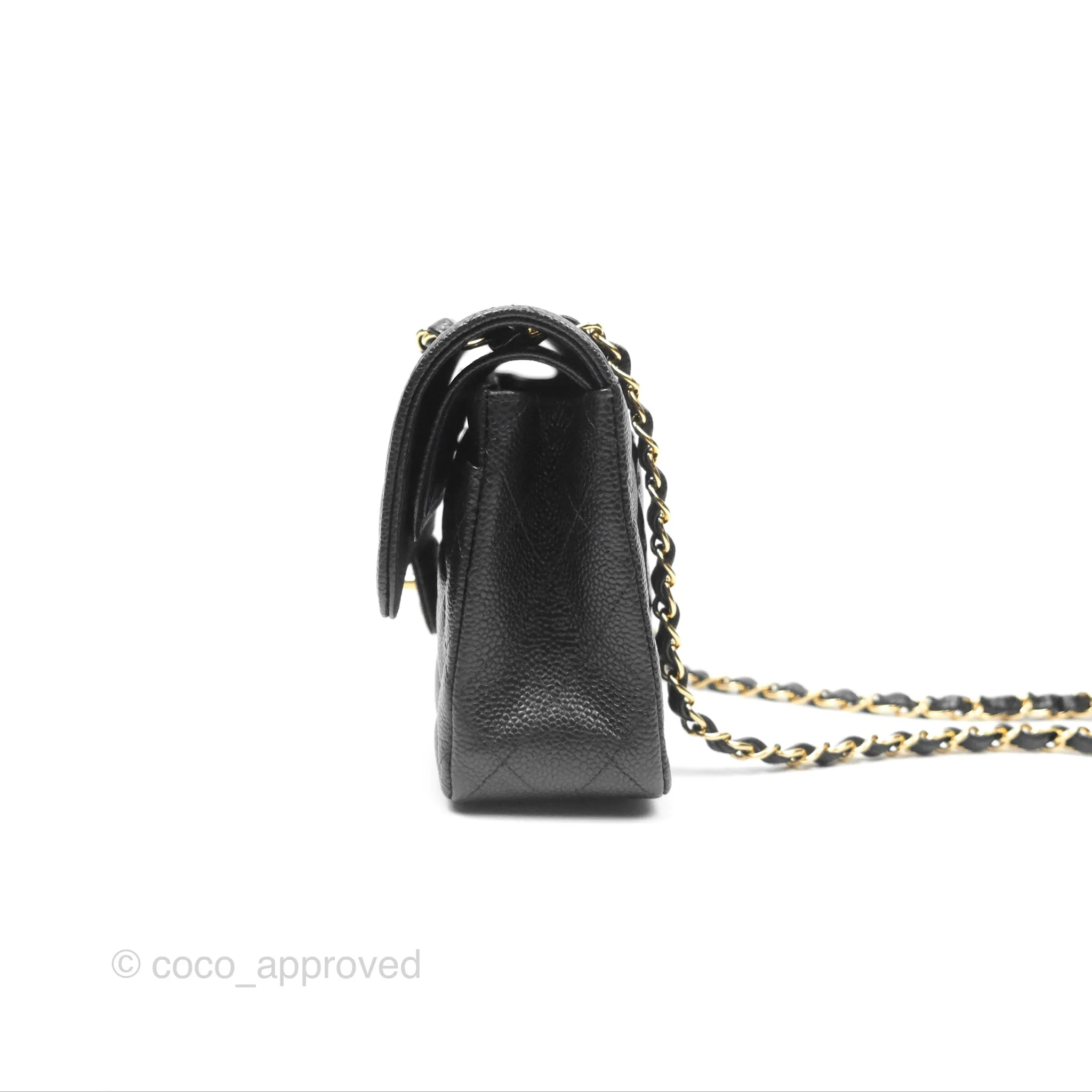 Chanel Small Classic Flap Quilted Black Caviar Gold Hardware