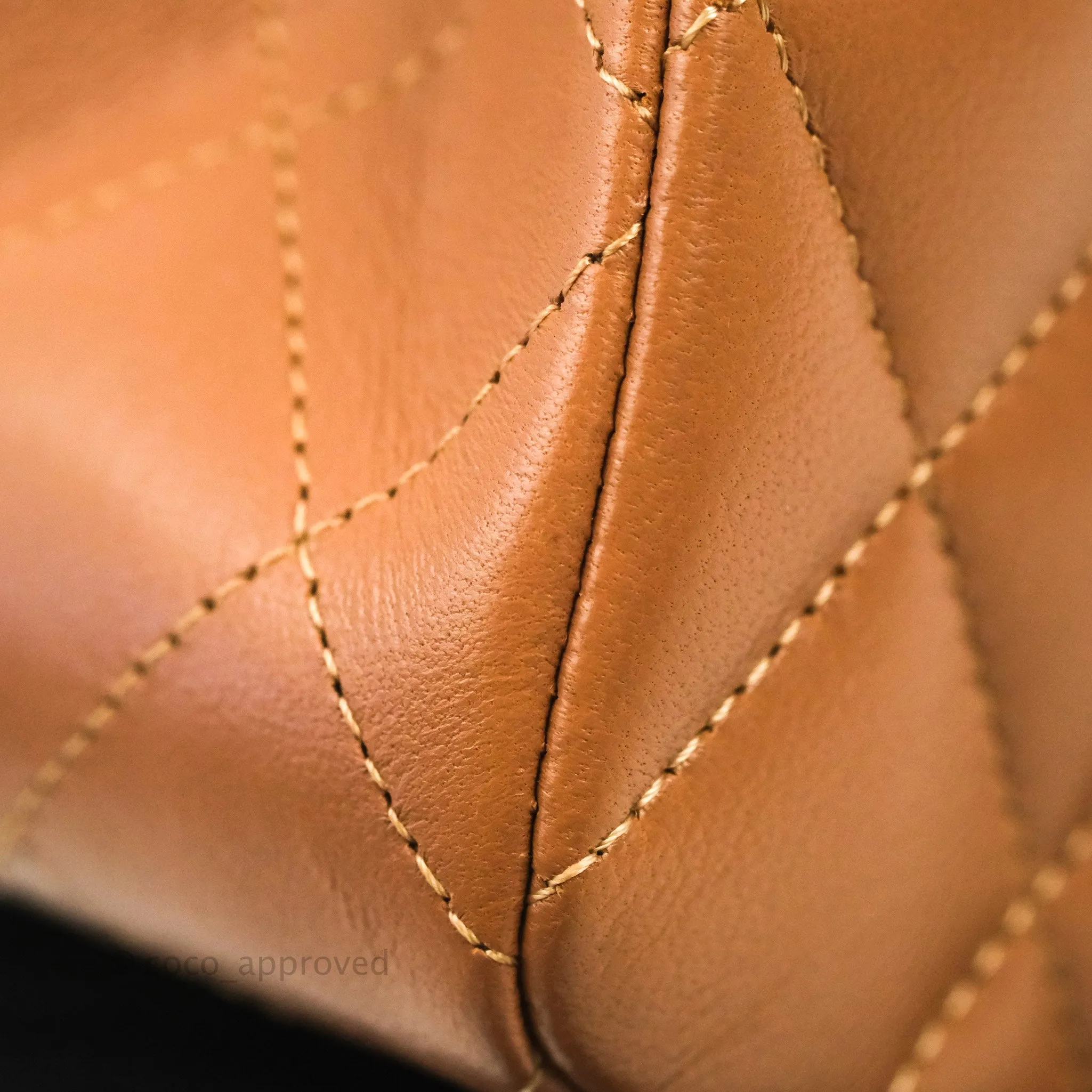 Chanel Small Classic Quilted Flap Dark Beige Caramel Lambskin Gold Hardware 22S