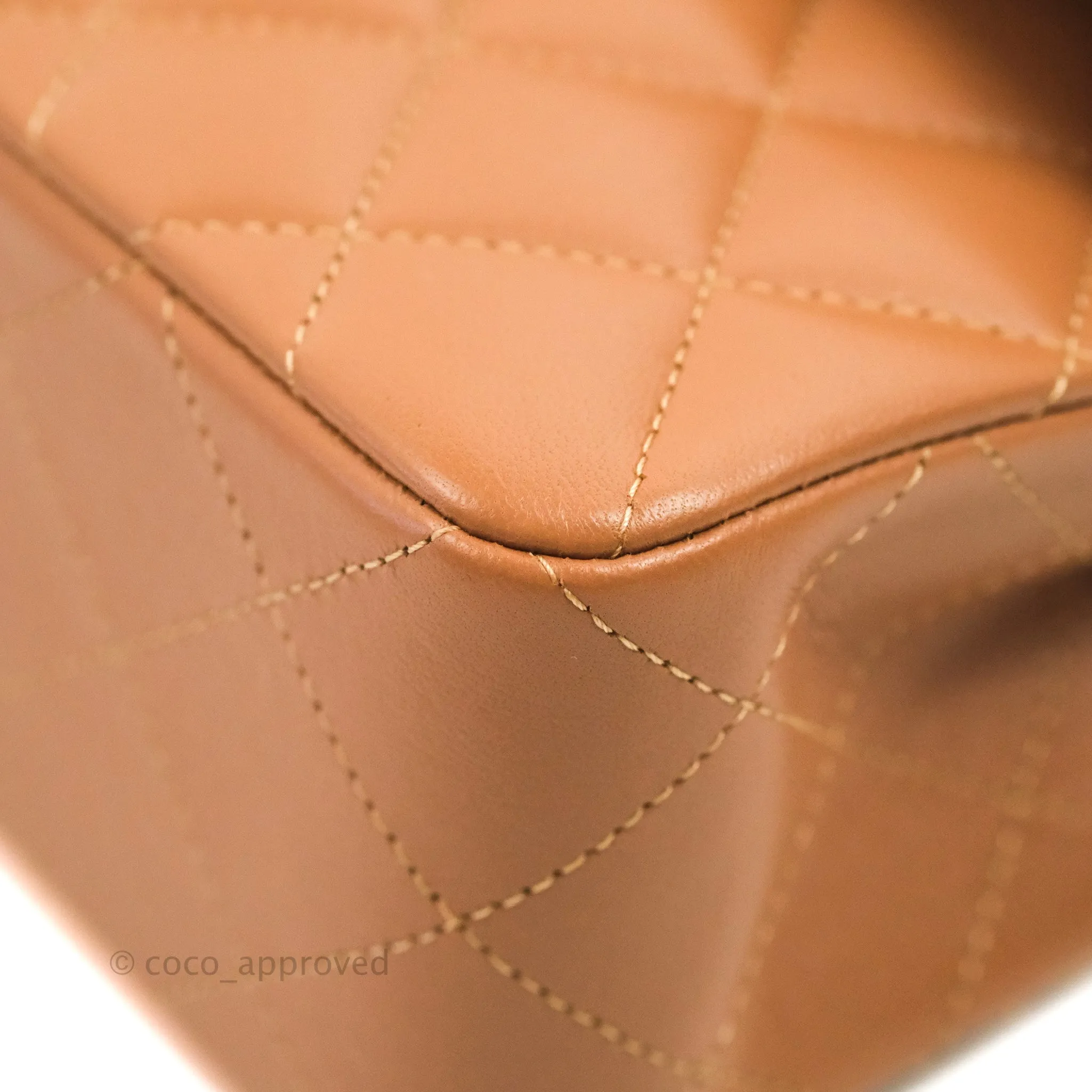 Chanel Small Classic Quilted Flap Dark Beige Caramel Lambskin Gold Hardware 22S