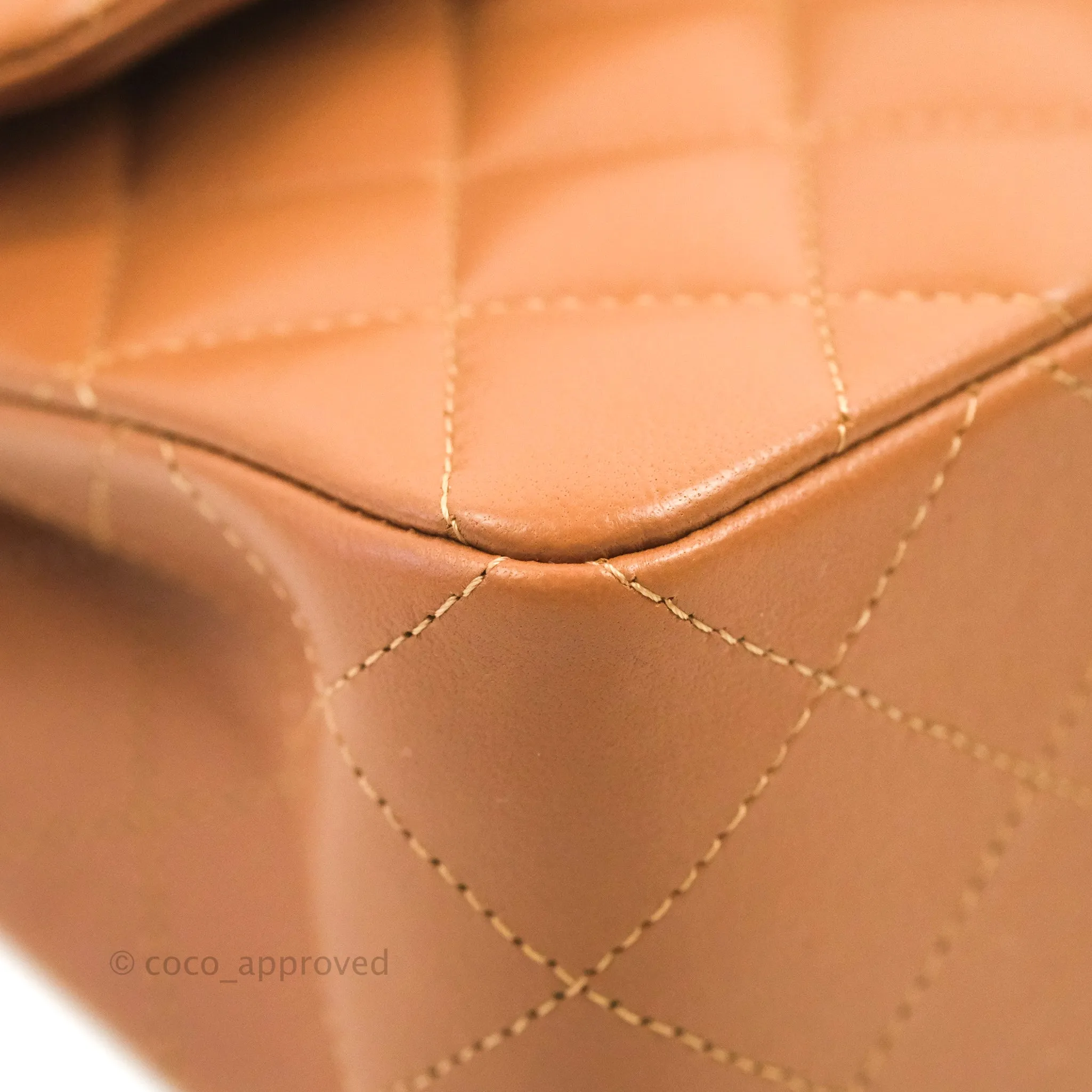 Chanel Small Classic Quilted Flap Dark Beige Caramel Lambskin Gold Hardware 22S
