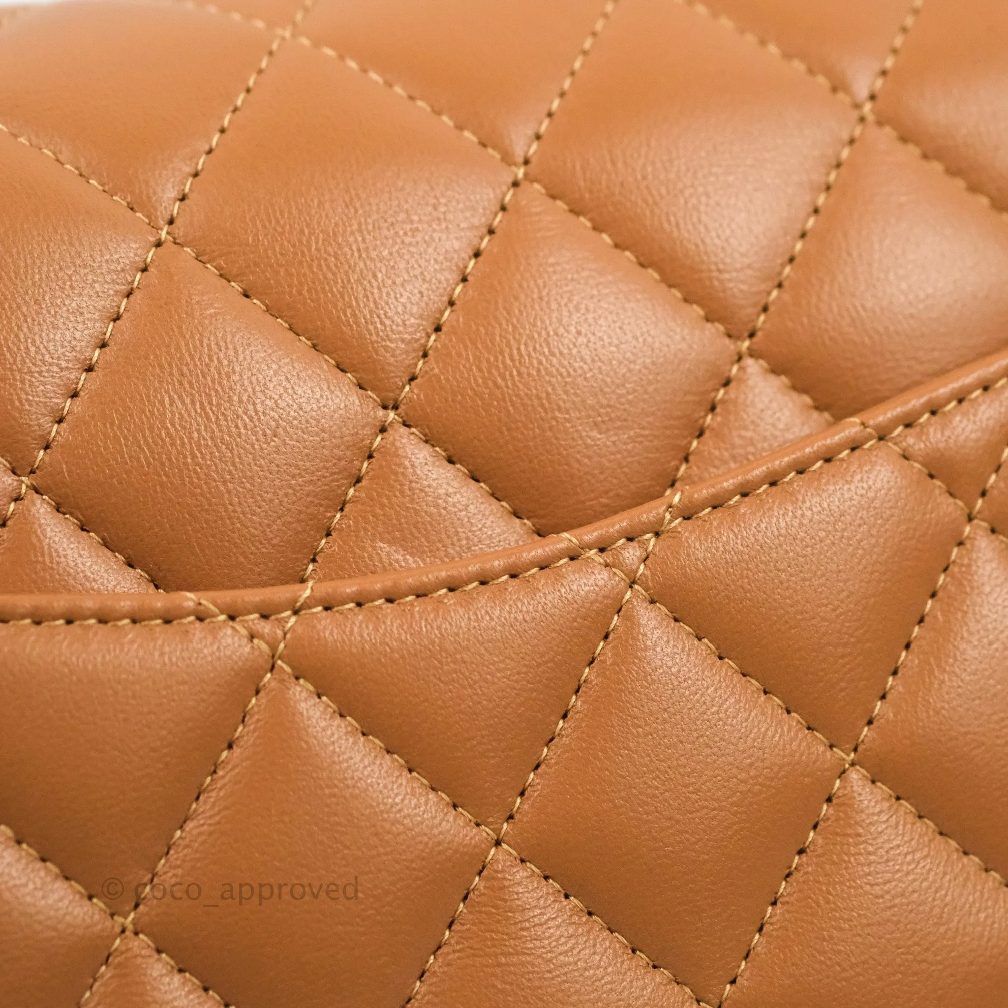 Chanel Small Classic Quilted Flap Dark Beige Caramel Lambskin Gold Hardware 22S