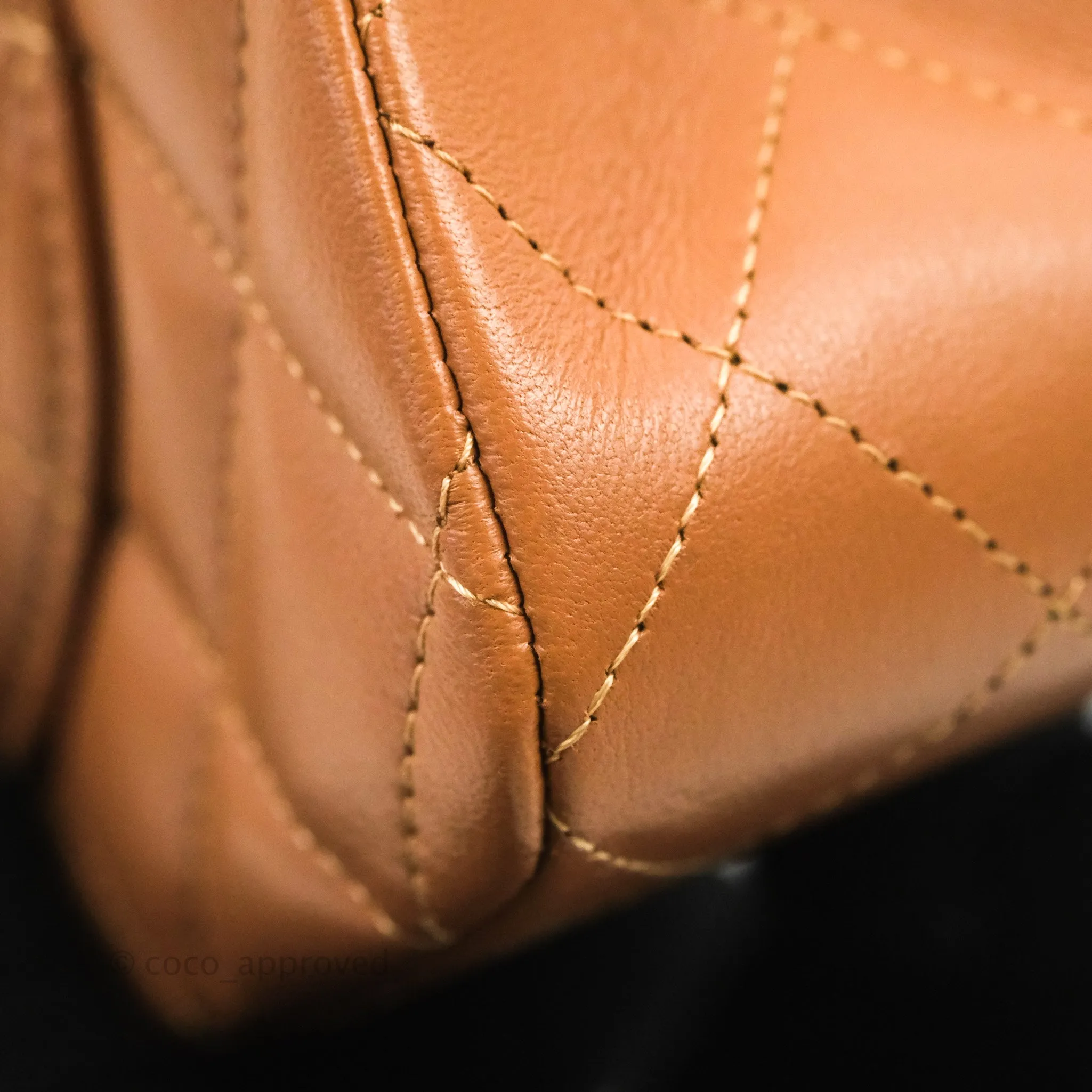 Chanel Small Classic Quilted Flap Dark Beige Caramel Lambskin Gold Hardware 22S