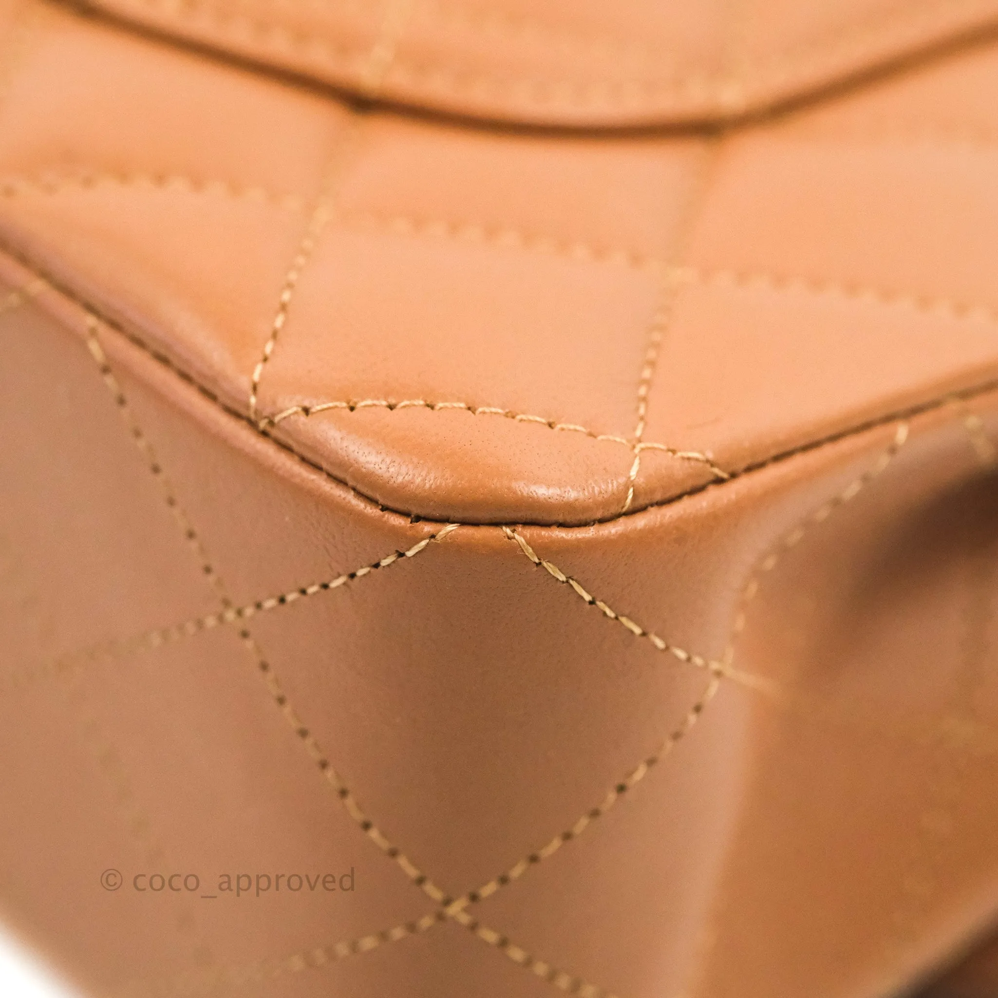 Chanel Small Classic Quilted Flap Dark Beige Caramel Lambskin Gold Hardware 22S