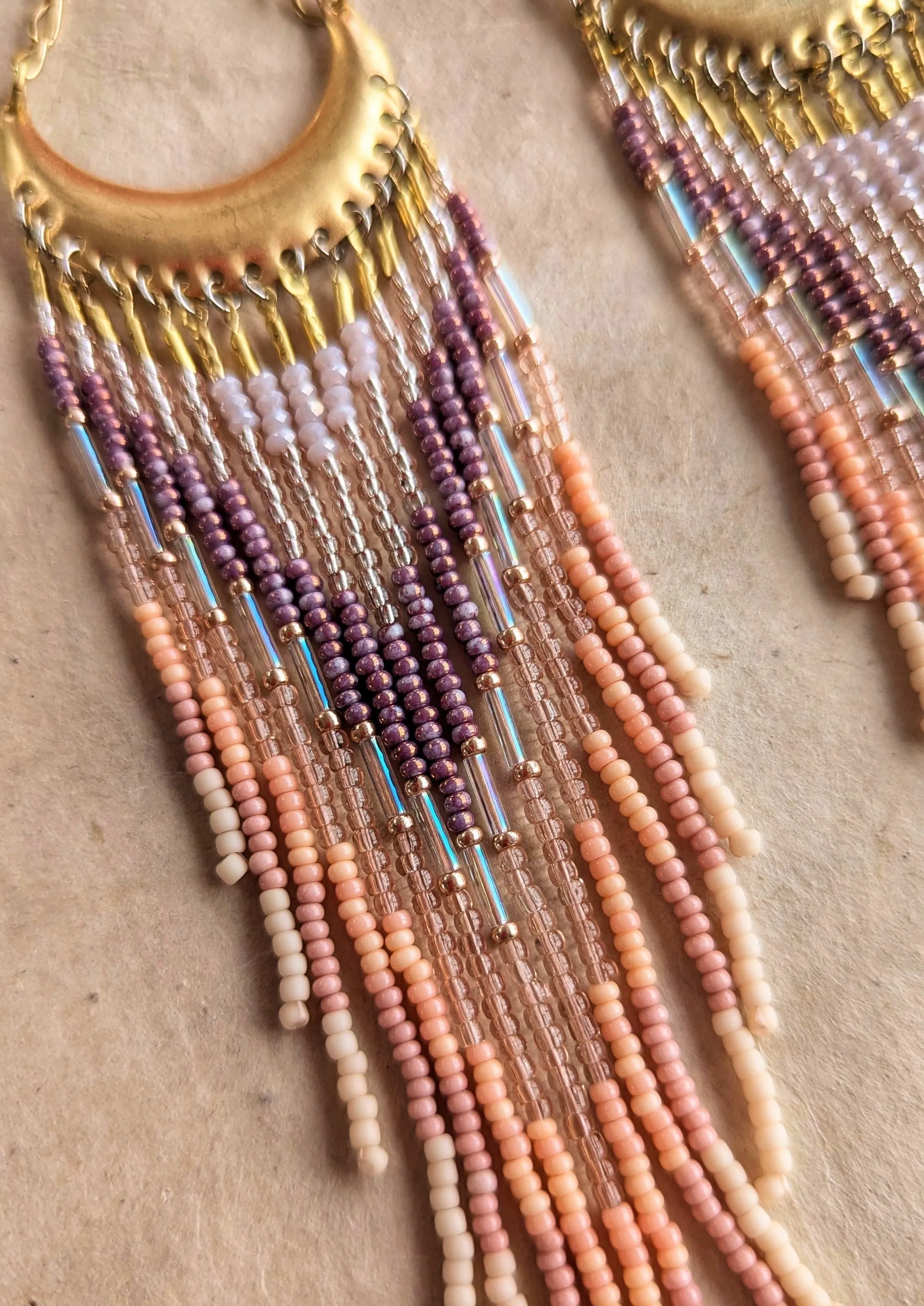 Cher Iridescent Pink Seed Bead Earrings
