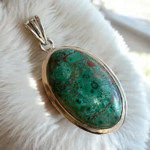 Chrysocolla Solid 925 Sterling Silver Pendant