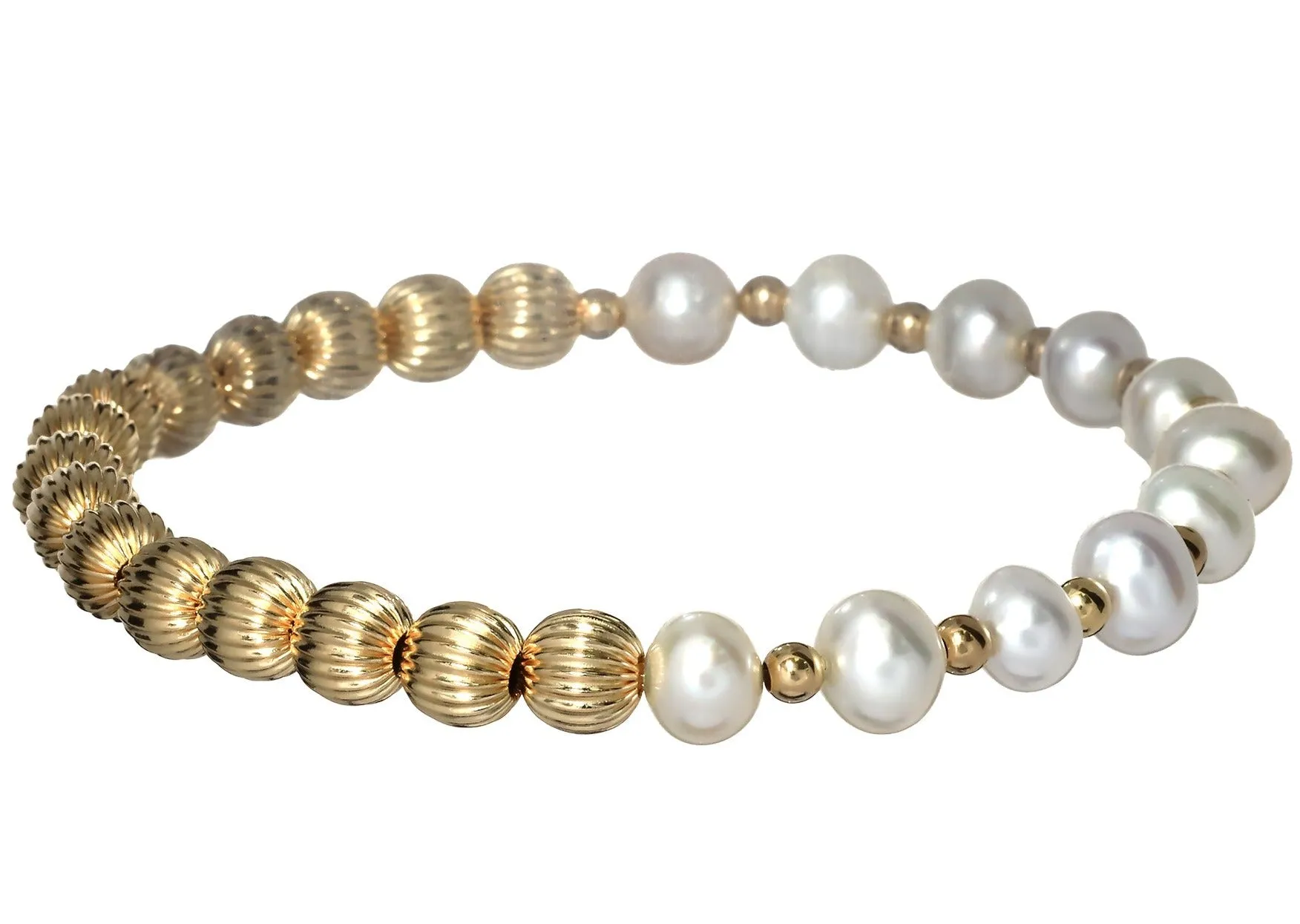 CLASSIC JULIET | Stretchy Anti-tarnish Gold Filled & Pearls Bracelet