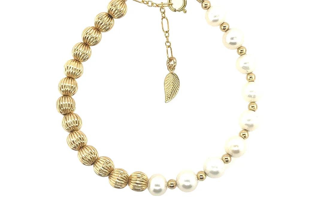 CLASSIC JULIET | Stretchy Anti-tarnish Gold Filled & Pearls Bracelet