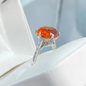 Classic Ring, Orange Solitaire, Victorian Reproduction Jewelry #D37
