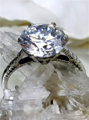 Classic Solitaire Ring, White Cubic Zirconia (CZ), Size 6, Classic Jewelry #D37 - Ready to Ship