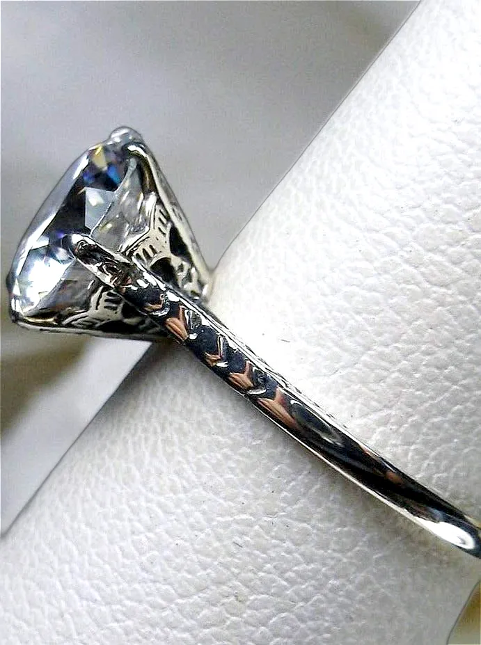 Classic Solitaire Ring, White Cubic Zirconia (CZ), Size 7, Classic Jewelry #D37 - Ready to Ship