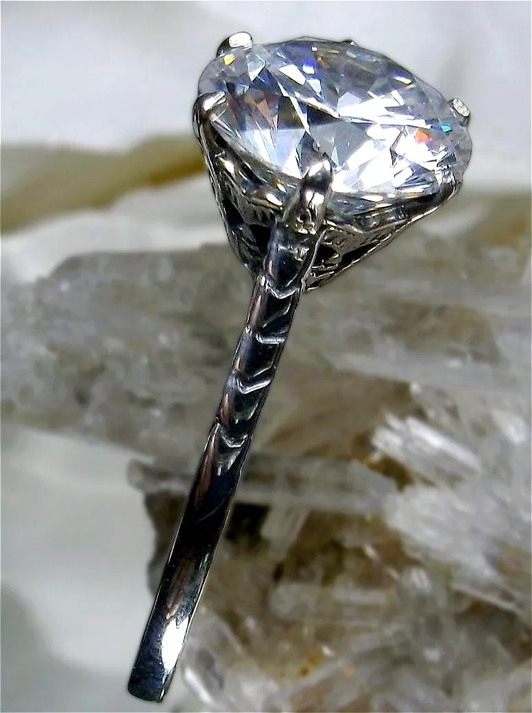 Classic Solitaire Ring, White Cubic Zirconia (CZ), Size 7, Classic Jewelry #D37 - Ready to Ship