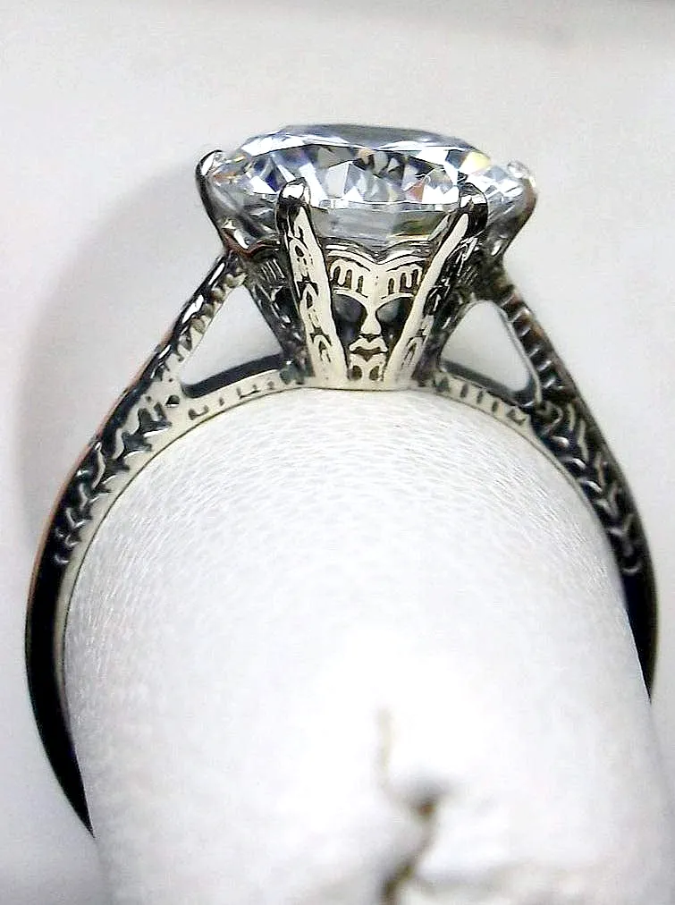 Classic Solitaire Ring, White Cubic Zirconia (CZ), Size 7, Classic Jewelry #D37 - Ready to Ship